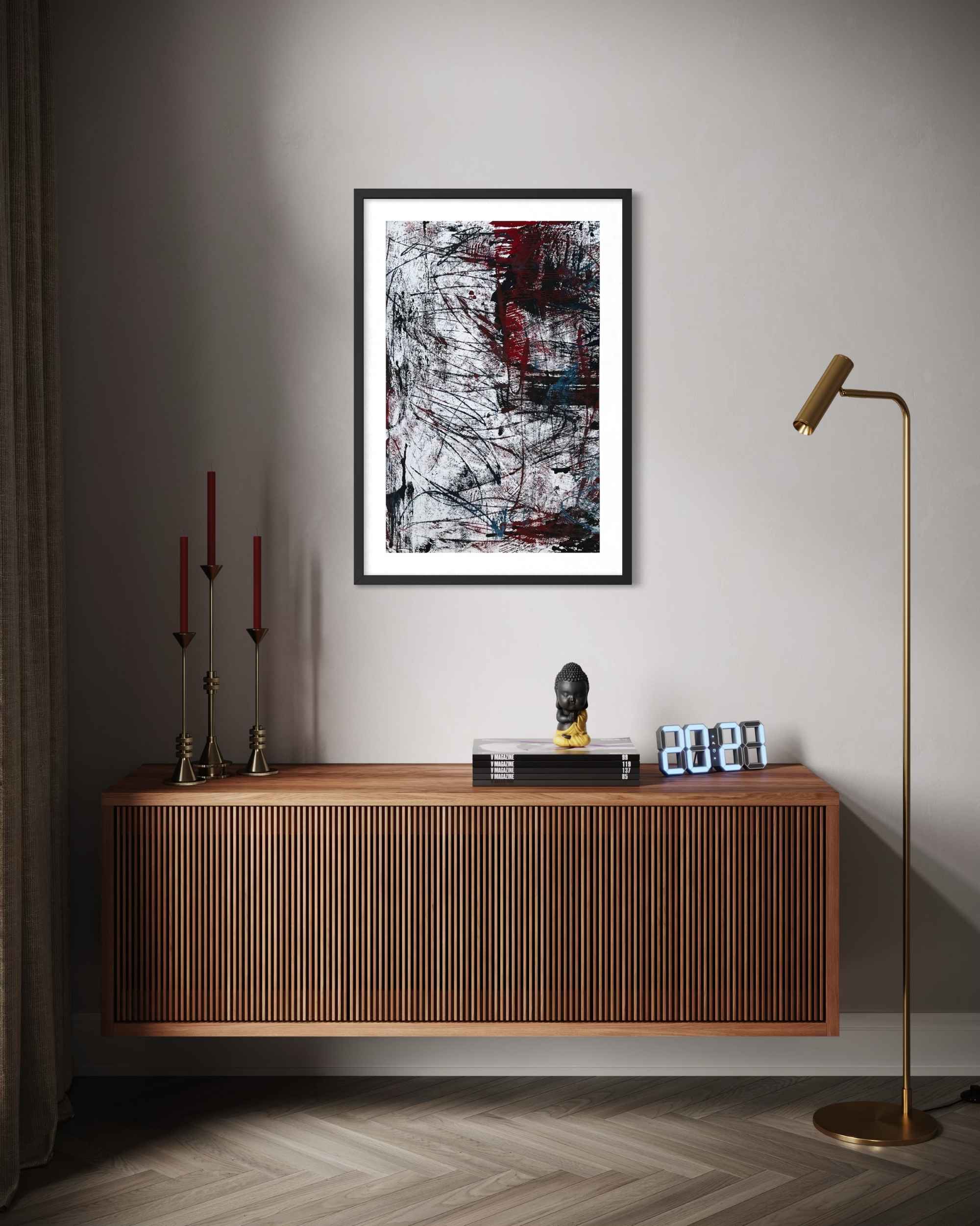 mid century modern abstract painting, modern stylish graffiti sophisticated wall art