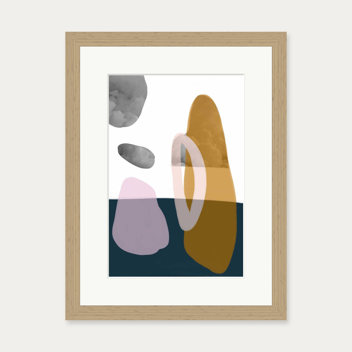 Modern Shapes Collage Art Print — 30 x 40 cm — Oak Frame