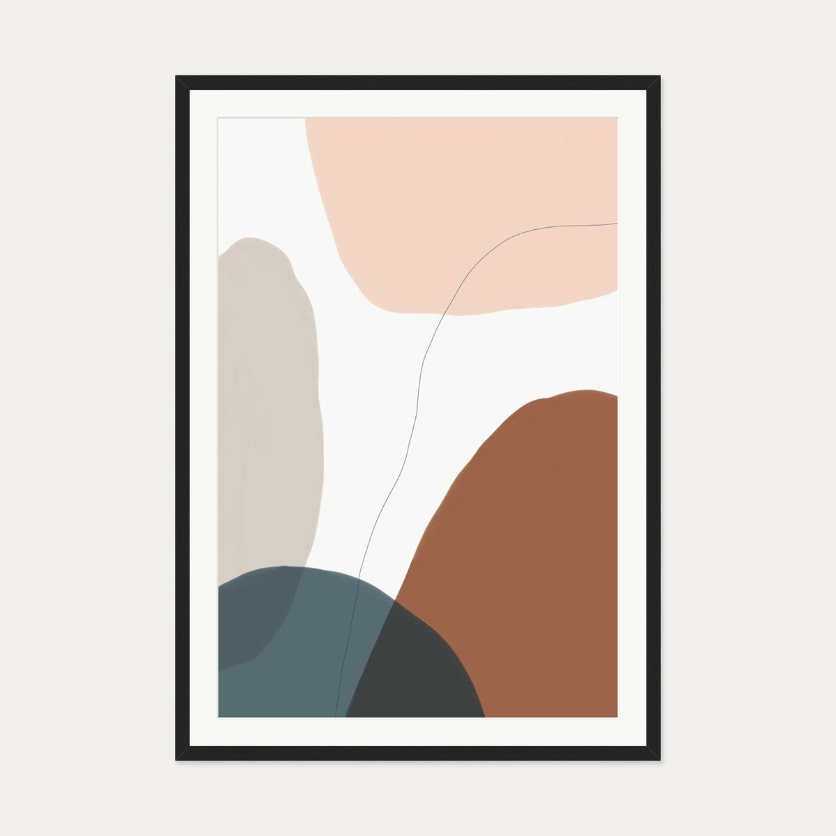 Modern Soft Shapes Art Print — 70 x 100 cm — Black Frame