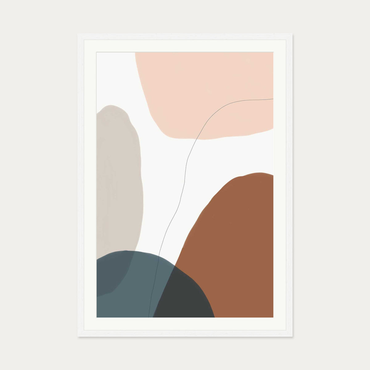 Modern Soft Shapes Art Print — 70 x 100 cm — White Frame