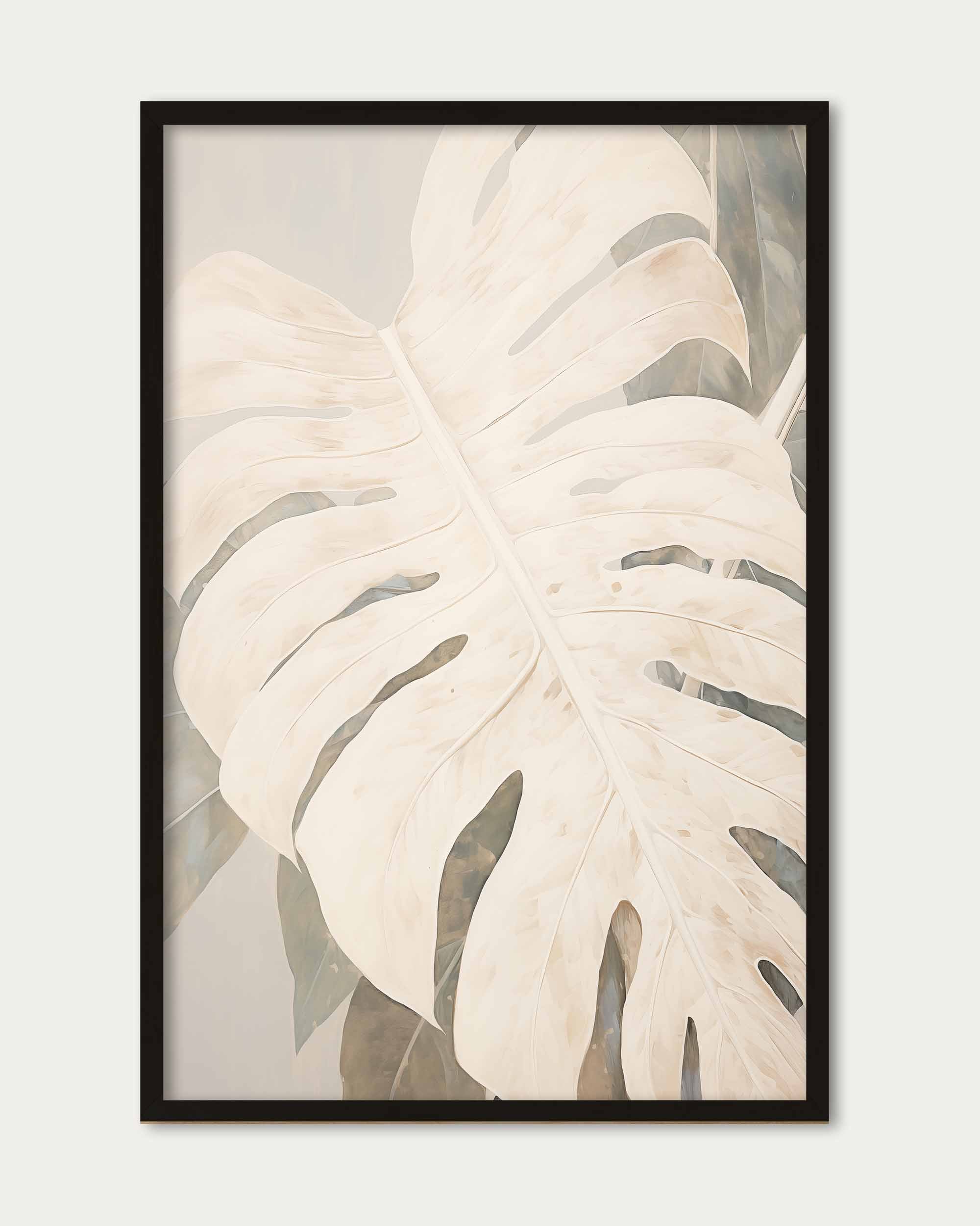 White Monstera Leaf Wall Art Print