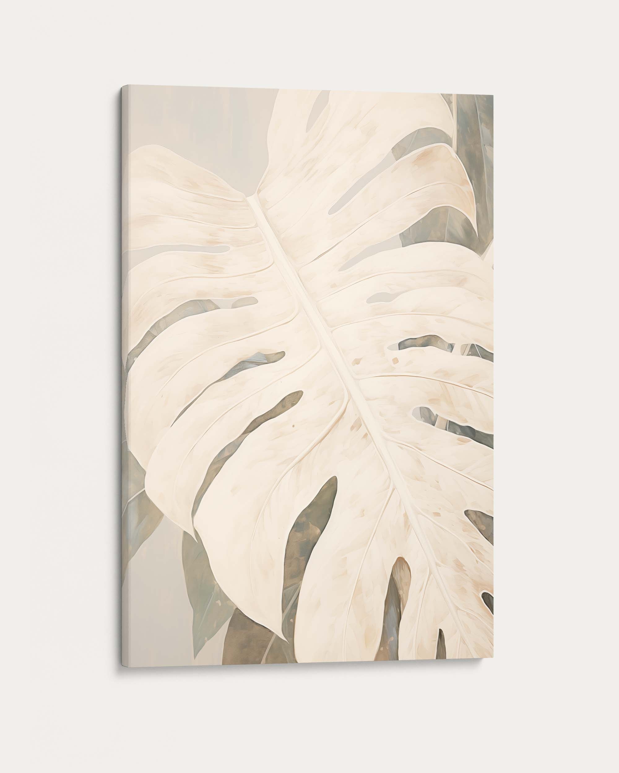 White Monstera Leaf Wall Art Print