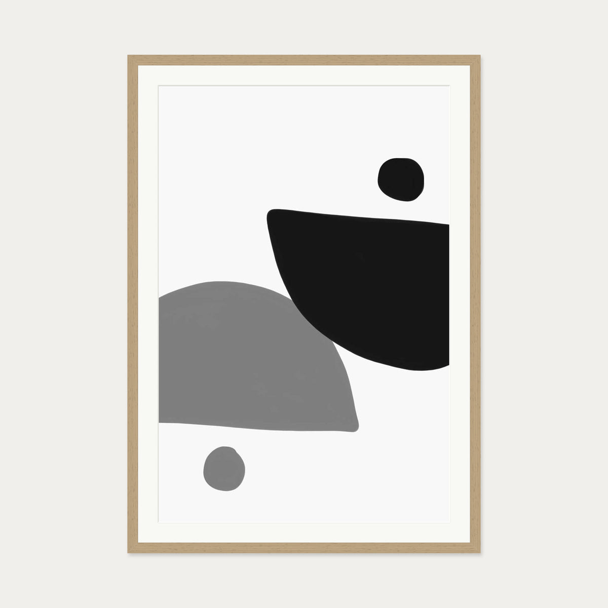 Mono Art Deco Print — 70 x 100 cm — Oak Frame