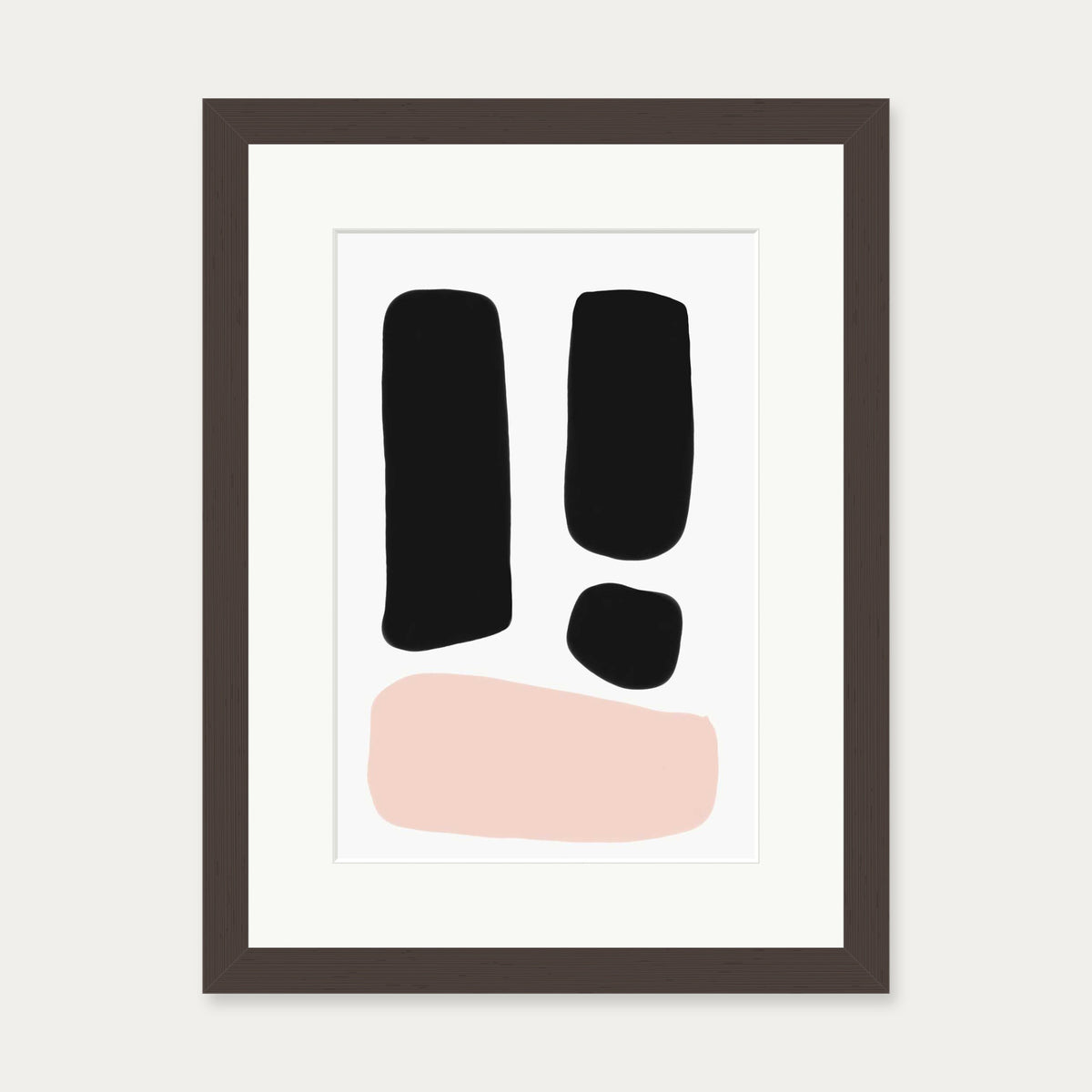 Mono Blush Tones Art Print — 30 x 40 cm — Brown Frame