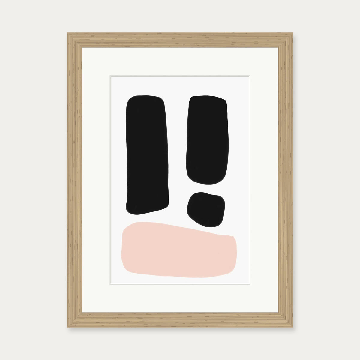 Mono Blush Tones Art Print — 30 x 40 cm — Oak Frame