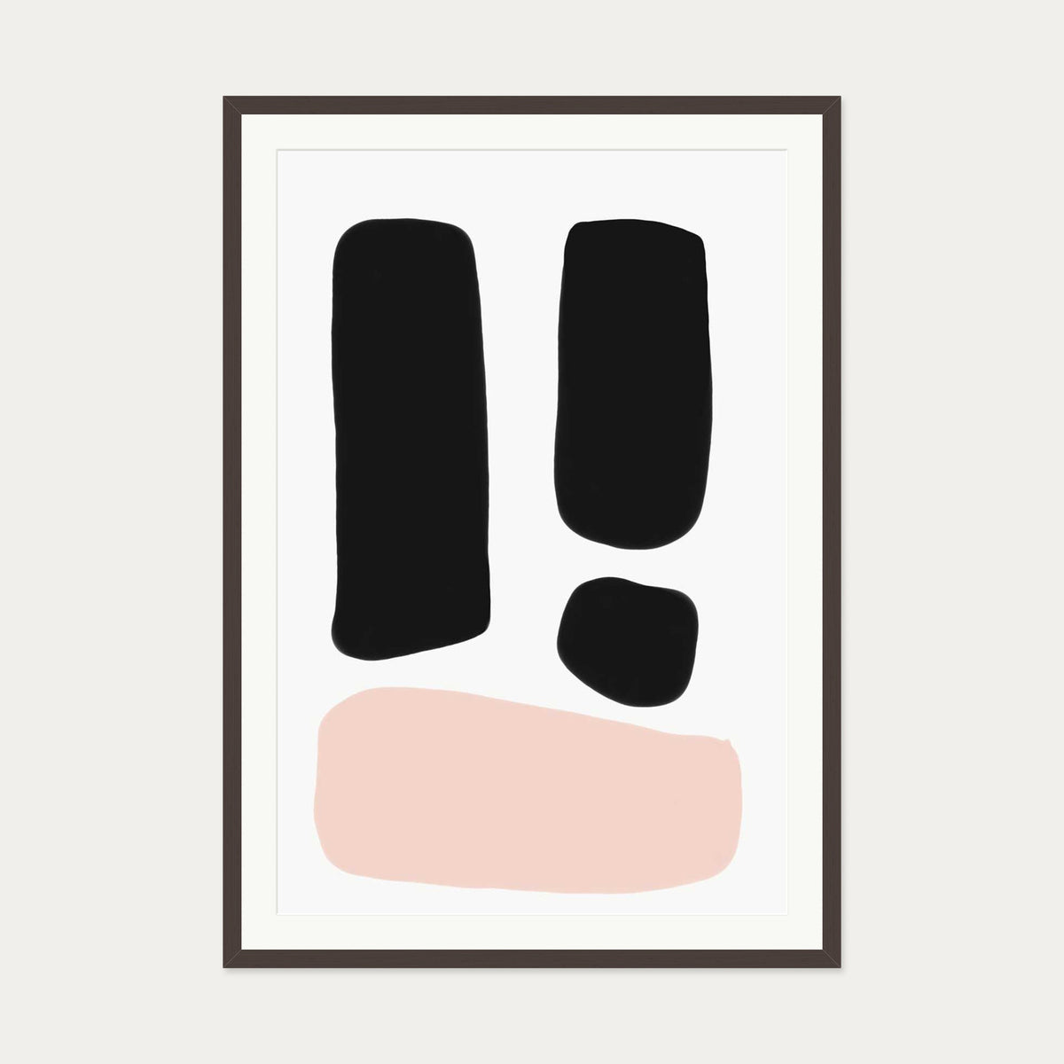 Mono Blush Tones Art Print — 70 x 100 cm — Brown Frame