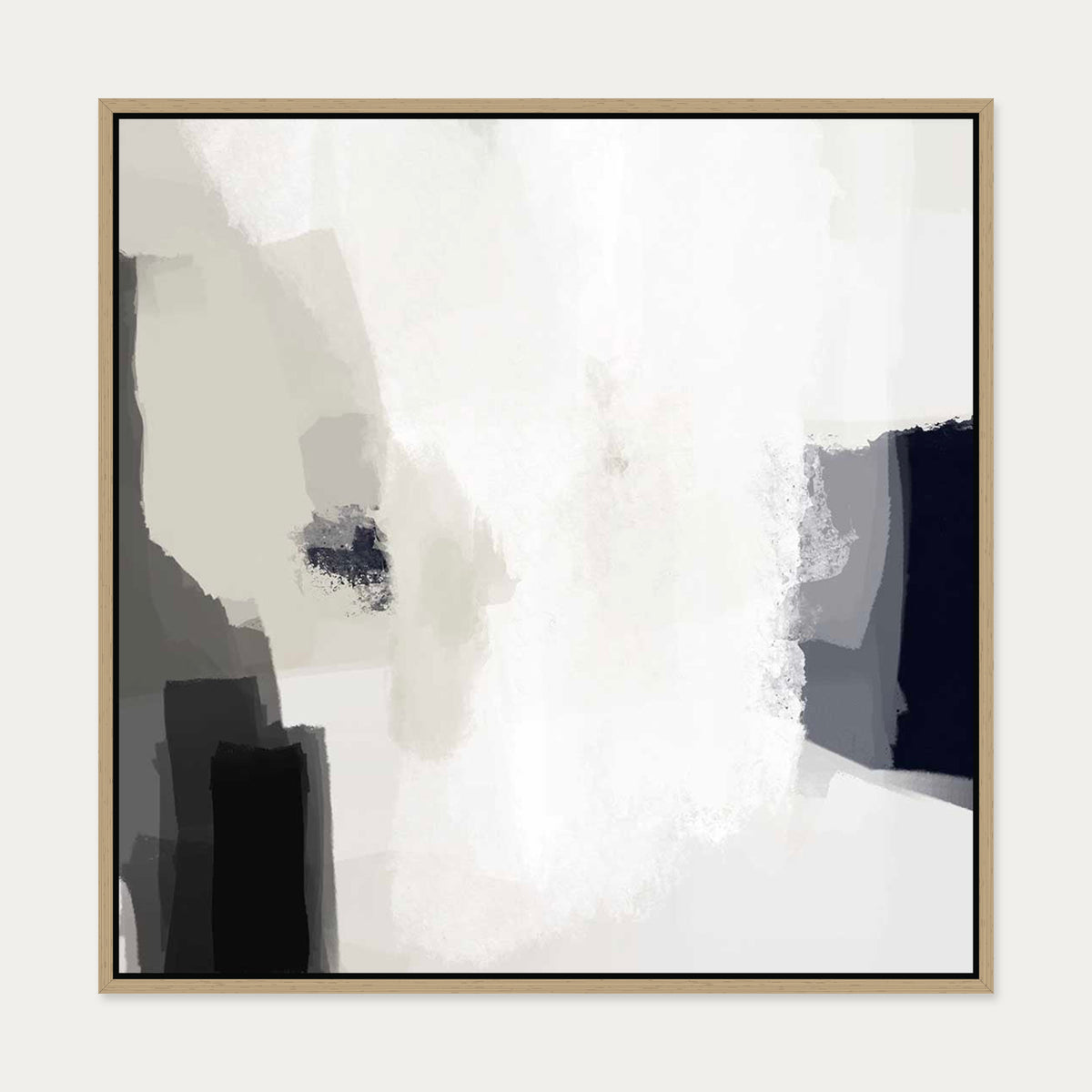 Mono Expressions Canvas Art II — 70 x 70 cm — Oak Frame