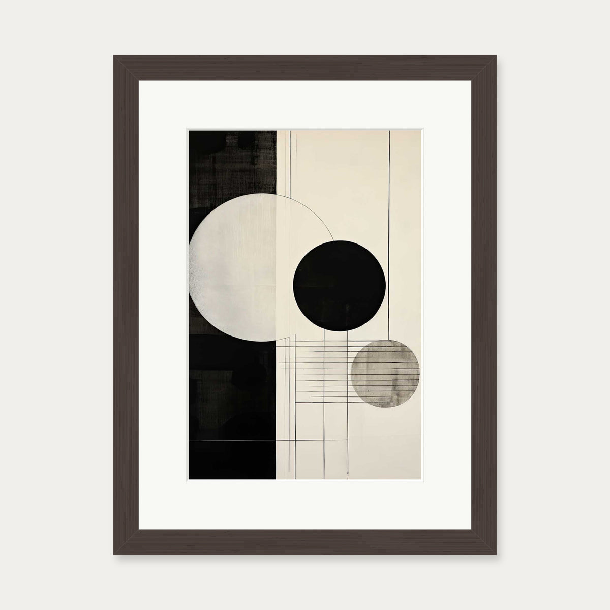 Mono Geometry Art Print — 30 x 40 cm — Brown Frame