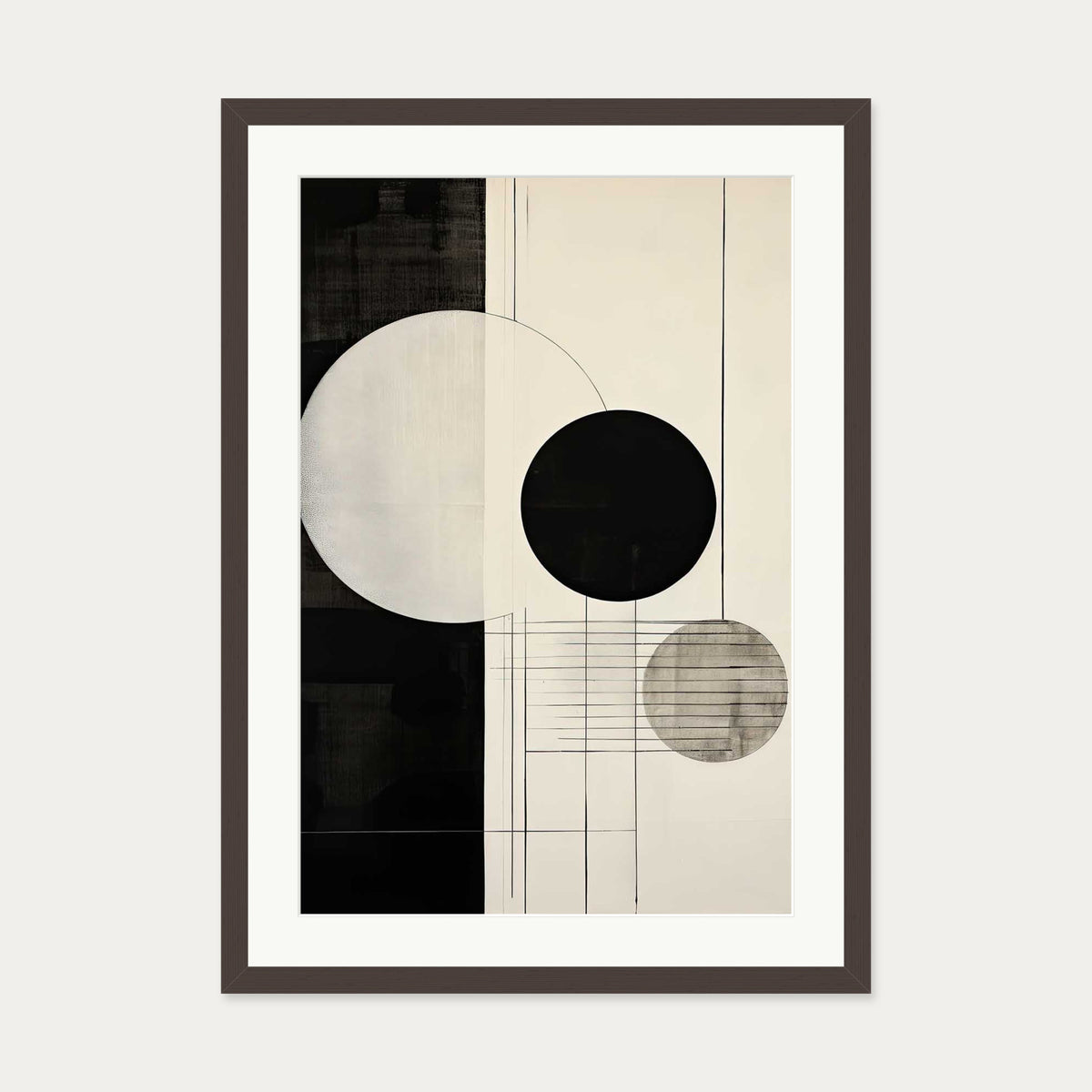 Mono Geometry Art Print — 50 x 70 cm — Brown Frame