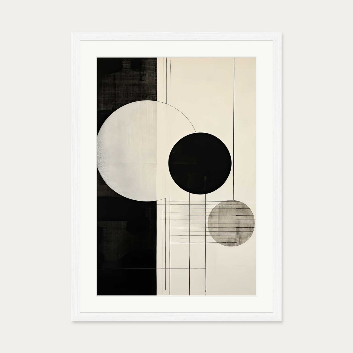 Mono Geometry Art Print — 50 x 70 cm — White Frame