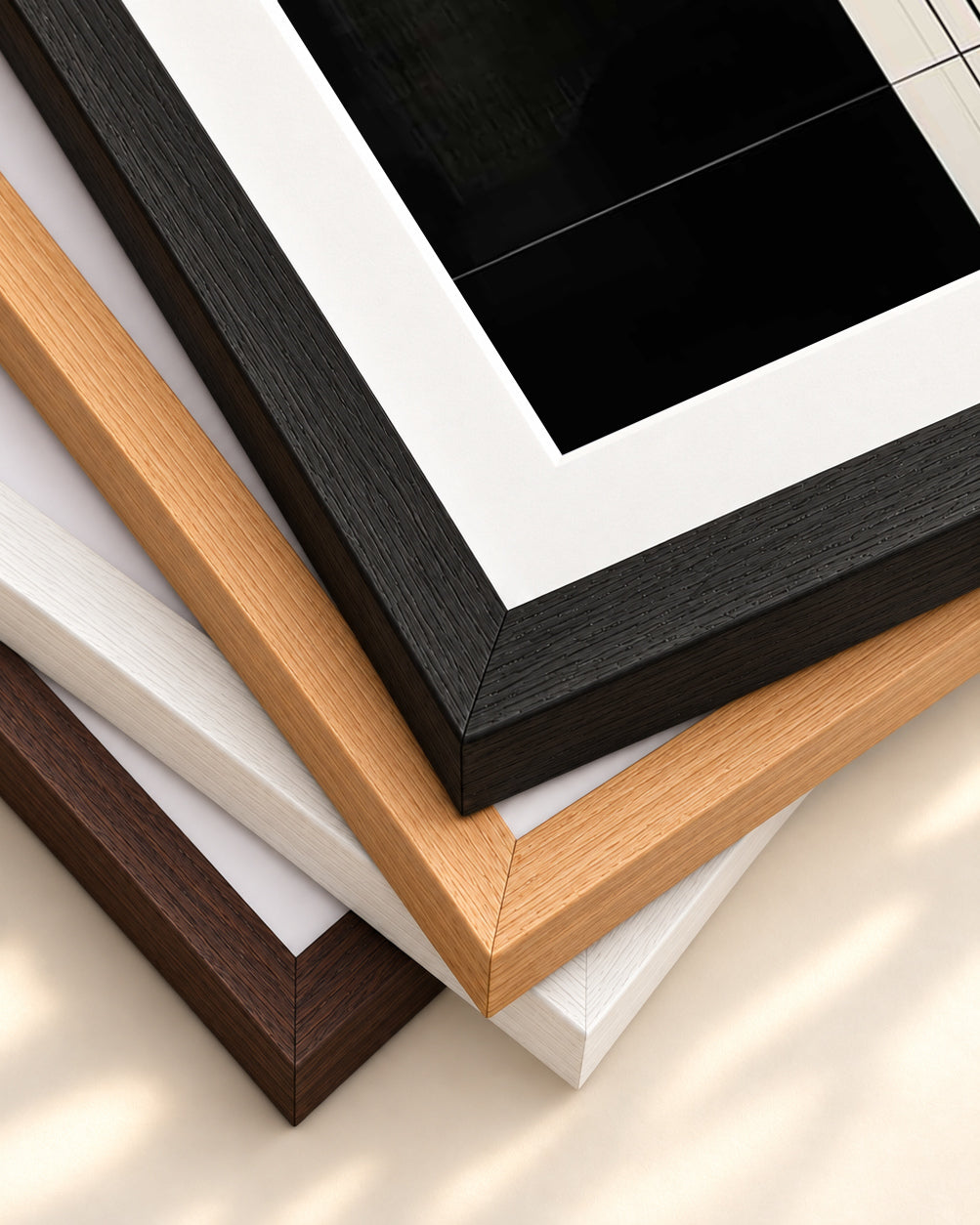 Mono Geometry Art Print — framed print corner with 5 cm mount and bevel