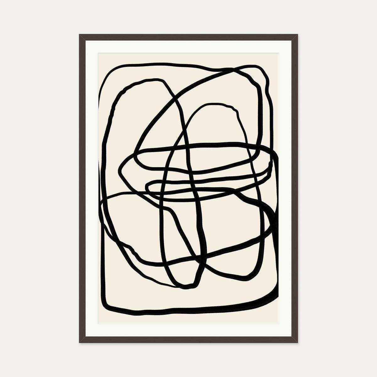 Mono Line II Art Print — 70 x 100 cm — Brown Frame