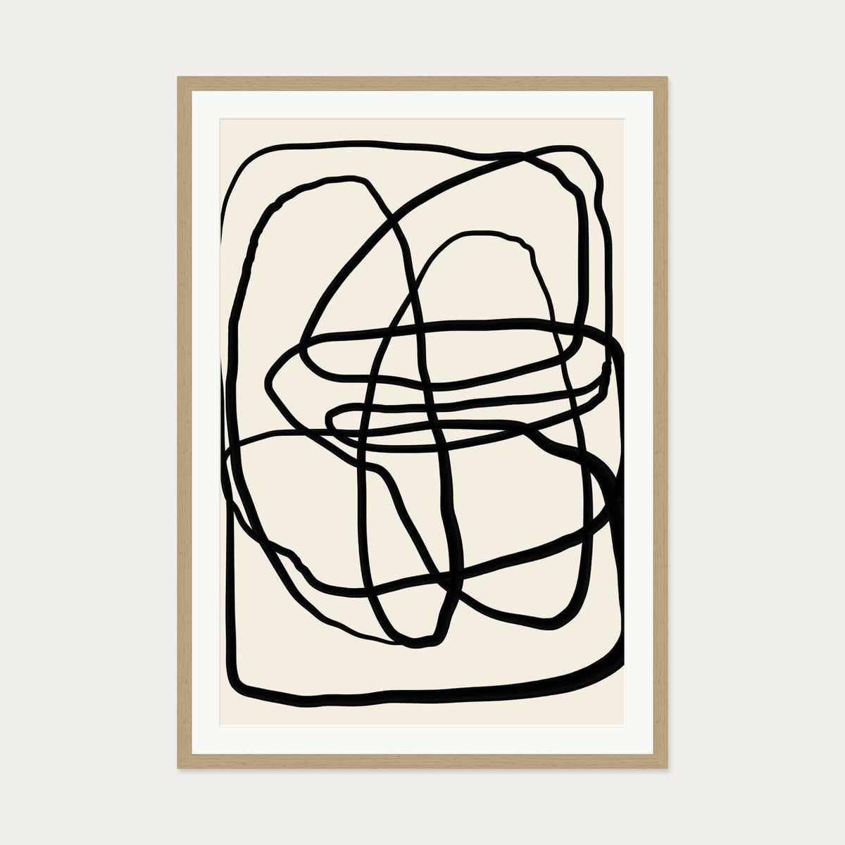 Mono Line II Art Print — 70 x 100 cm — Oak Frame
