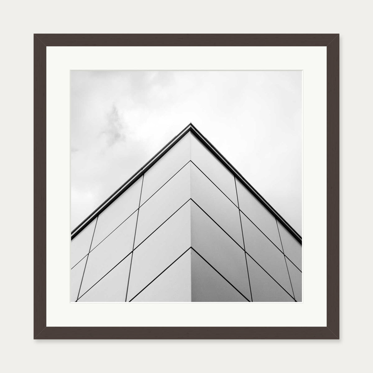Monochrome Architecture Art Print — 50 x 50 cm — Brown Frame