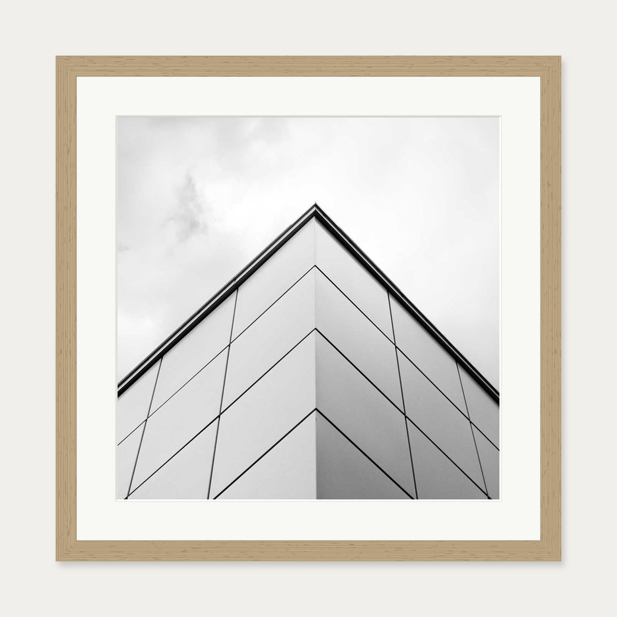 Monochrome Architecture Art Print — 50 x 50 cm — Oak Frame