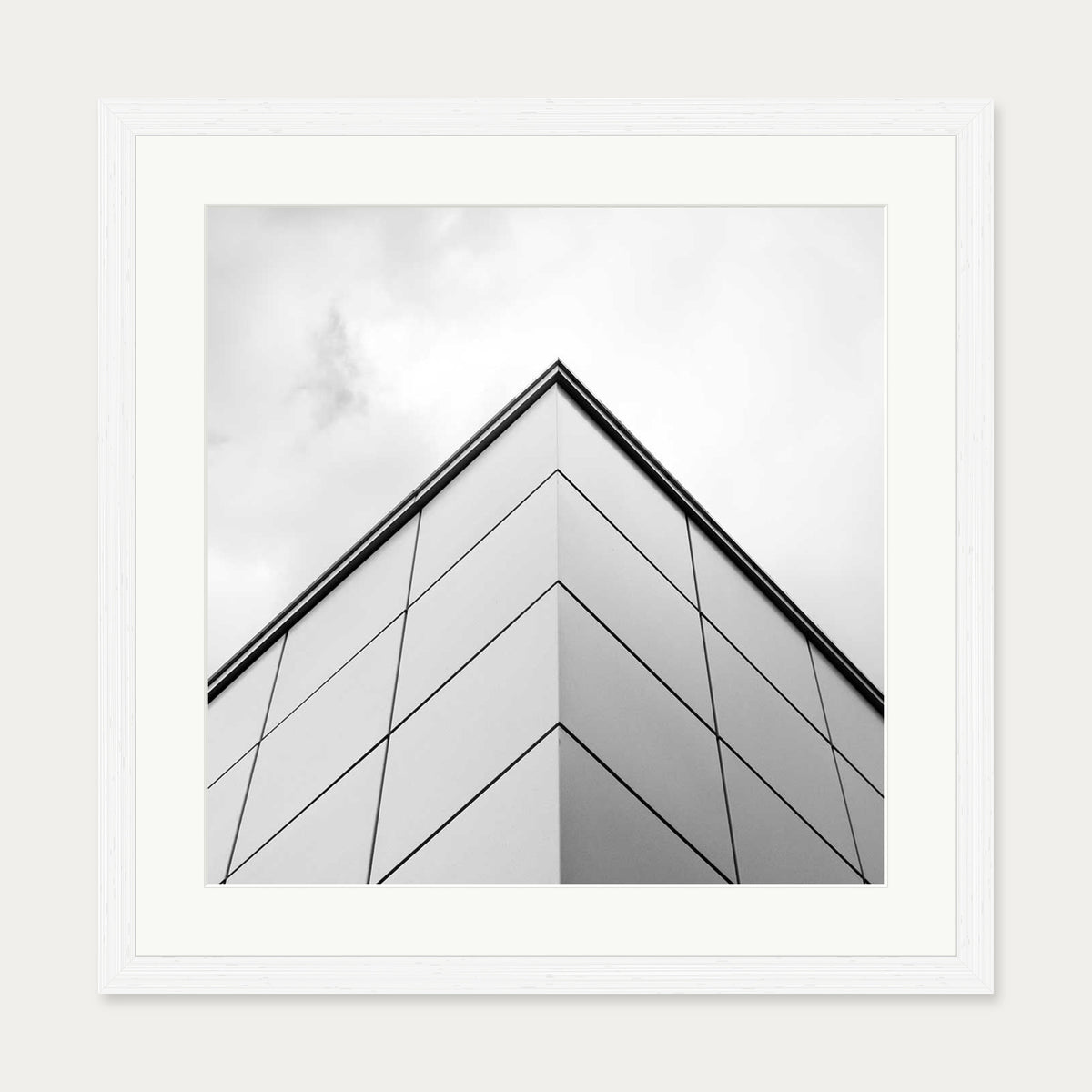 Monochrome Architecture Art Print — 50 x 50 cm — White Frame