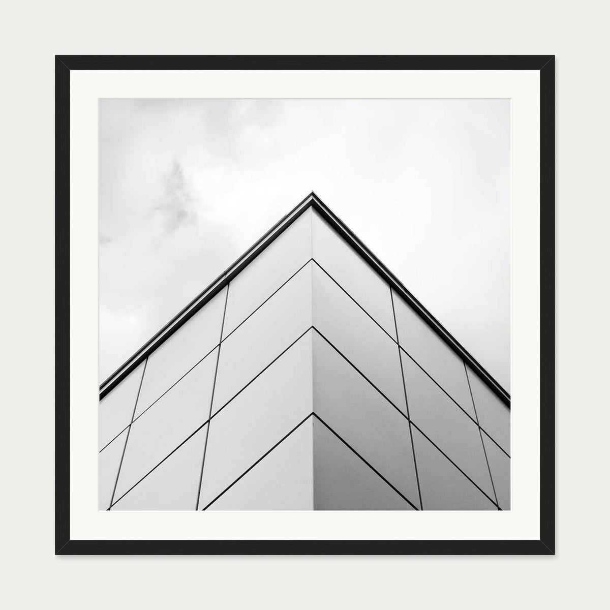 Monochrome Architecture Art Print — 70 x 70 cm — Black Frame