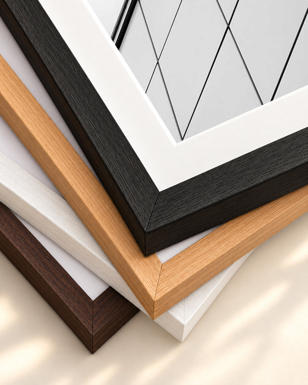Monochrome Architecture Art Print — framed print corner with 5 cm mount and bevel