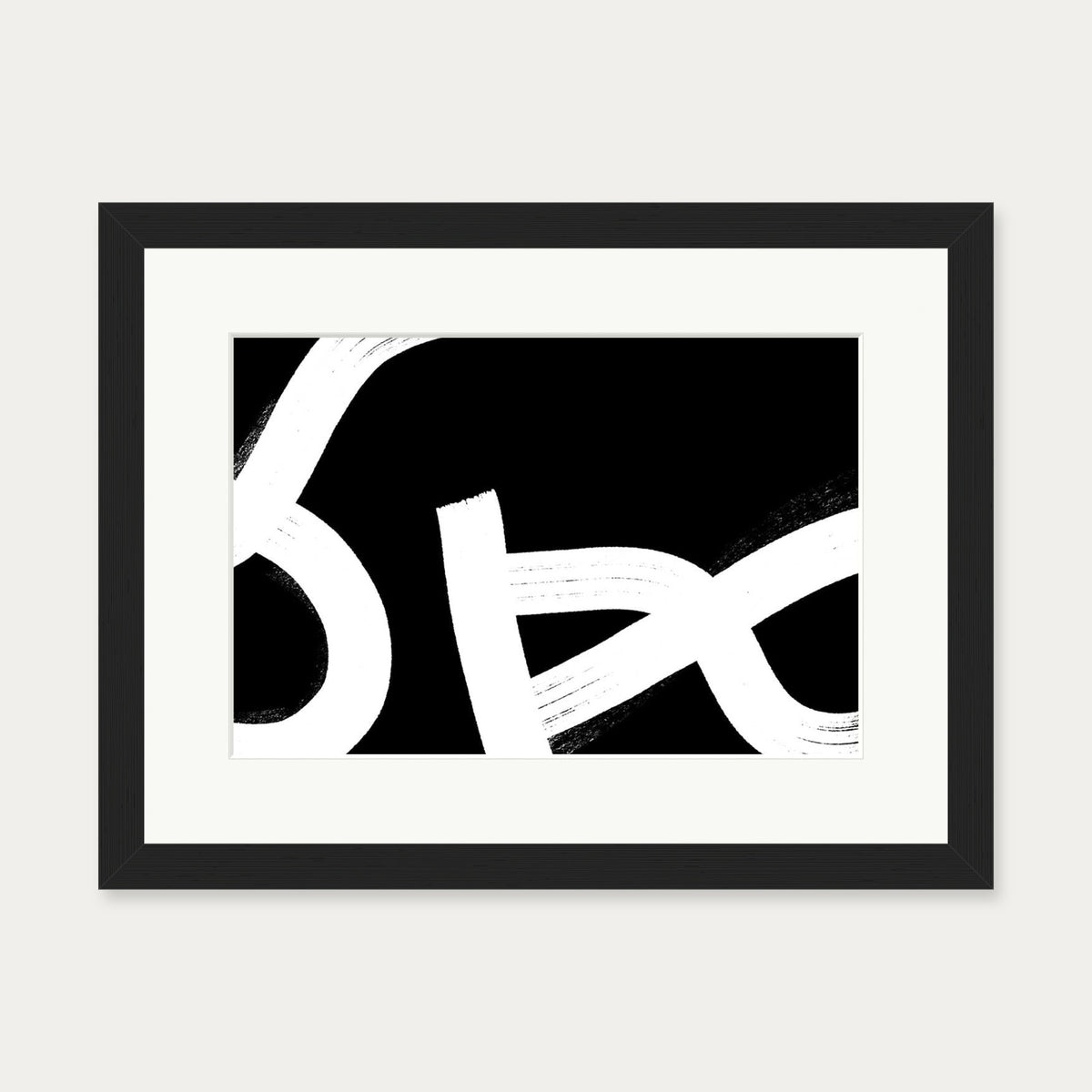Monochrome Brushed Lines Art Print Framed — 30 x 40 cm — Black Frame