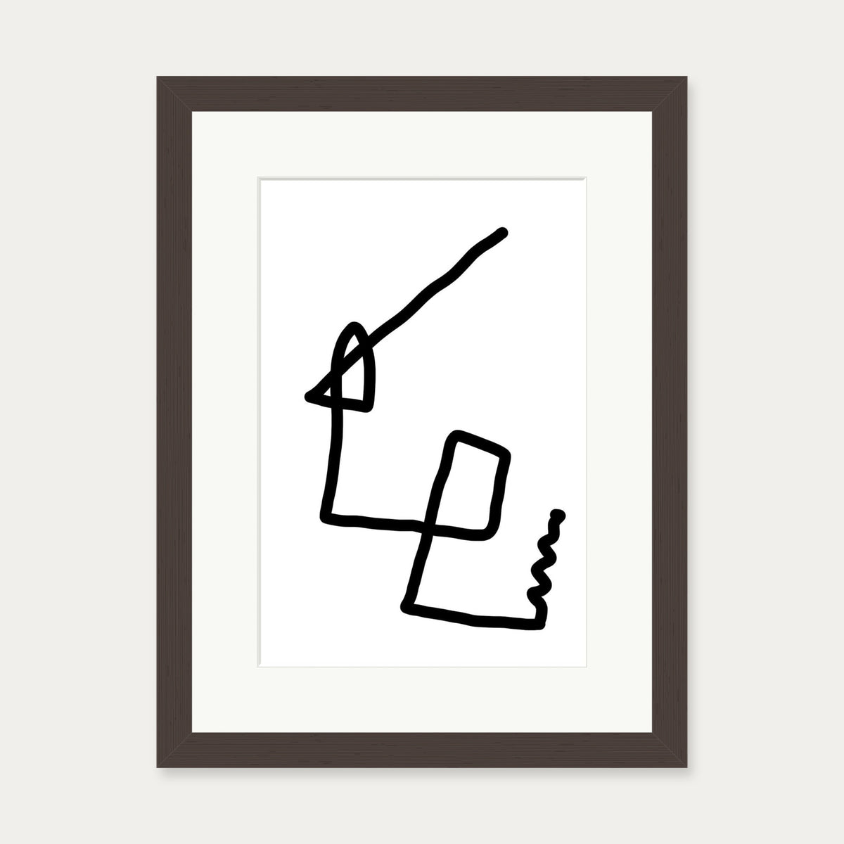 Monochrome Fold Abstract Art Print — 30 x 40 cm — Brown Frame