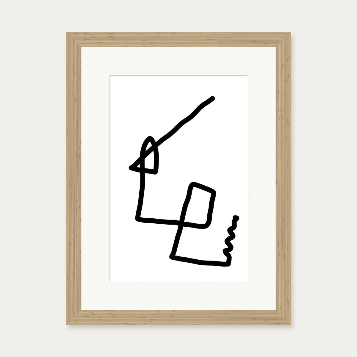 Monochrome Fold Abstract Art Print — 30 x 40 cm — Oak Frame
