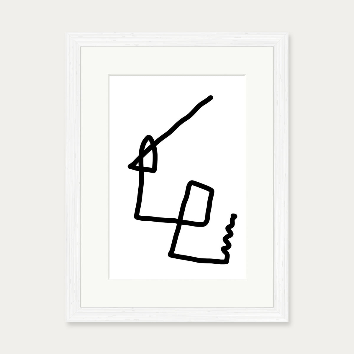 Monochrome Fold Abstract Art Print — 30 x 40 cm — White Frame