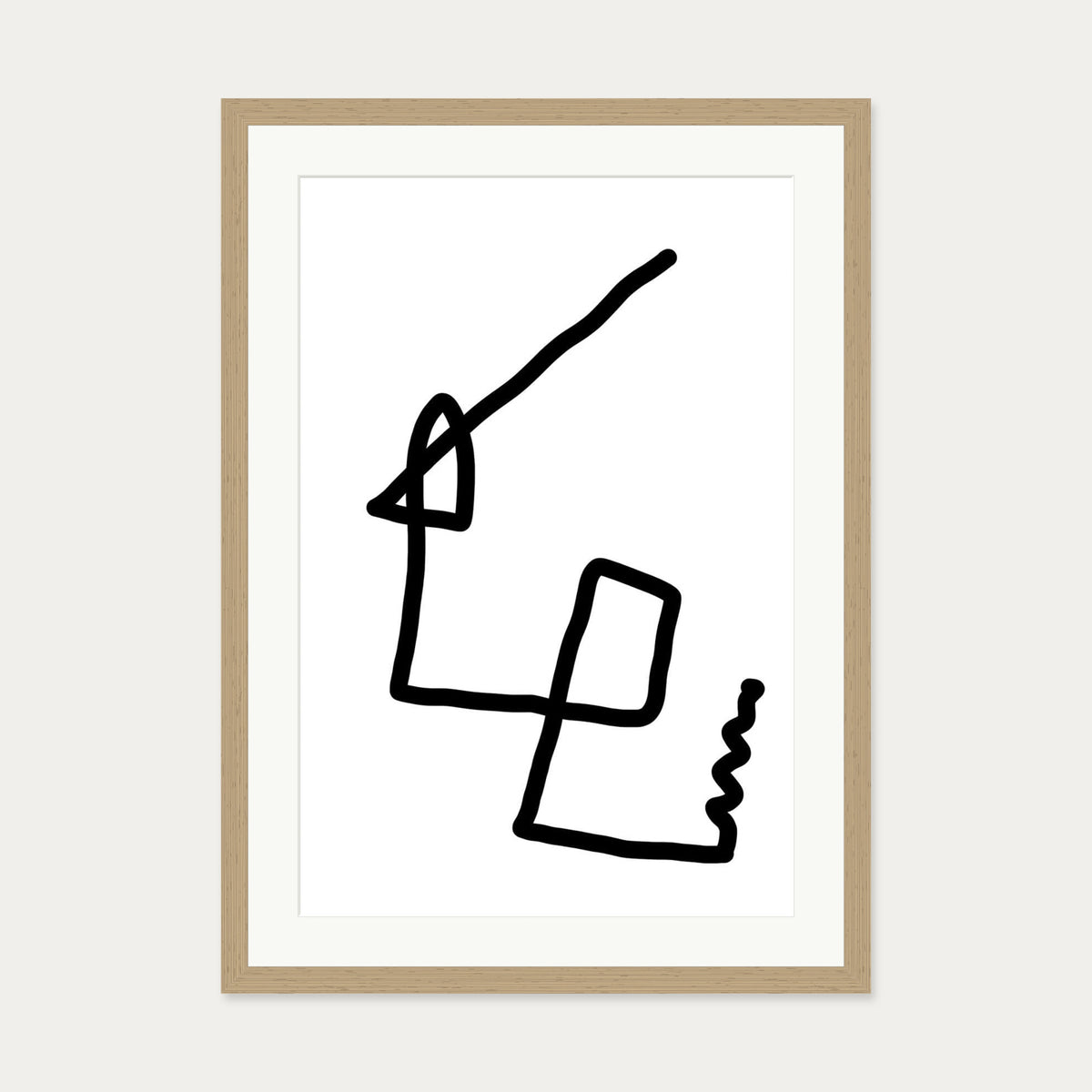 Monochrome Fold Abstract Art Print — 50 x 70 cm — Oak Frame