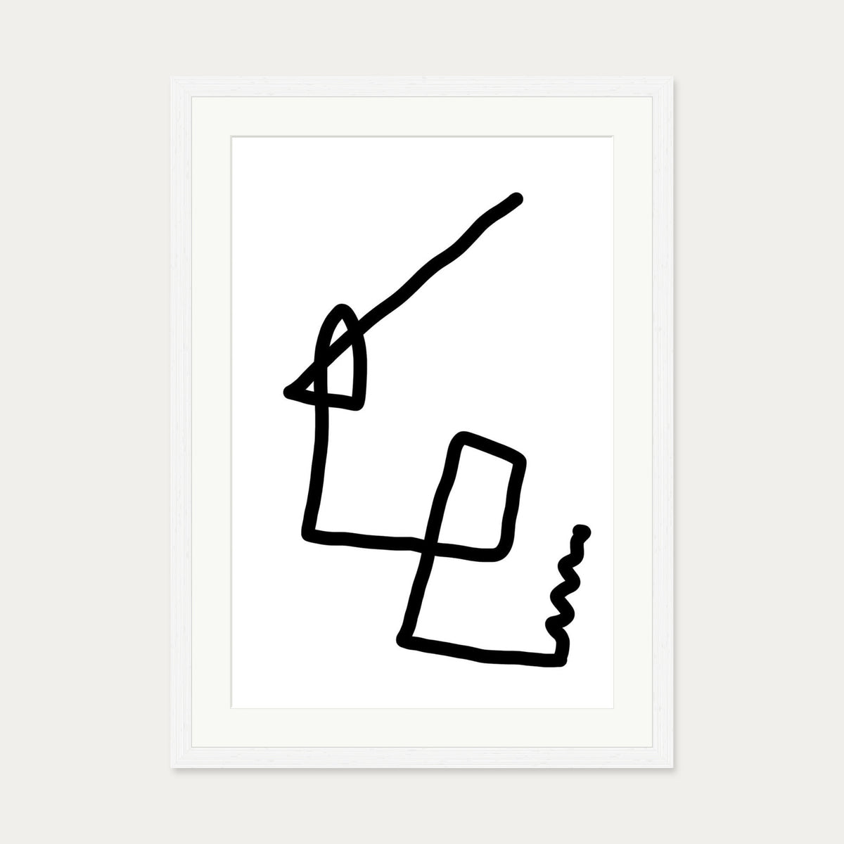 Monochrome Fold Abstract Art Print — 50 x 70 cm — White Frame