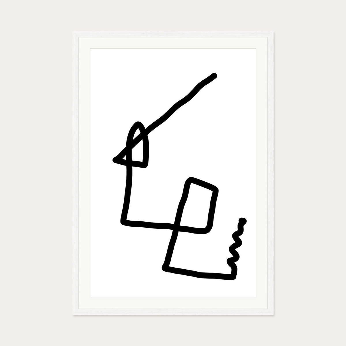 Monochrome Fold Abstract Art Print — 70 x 100 cm — White Frame