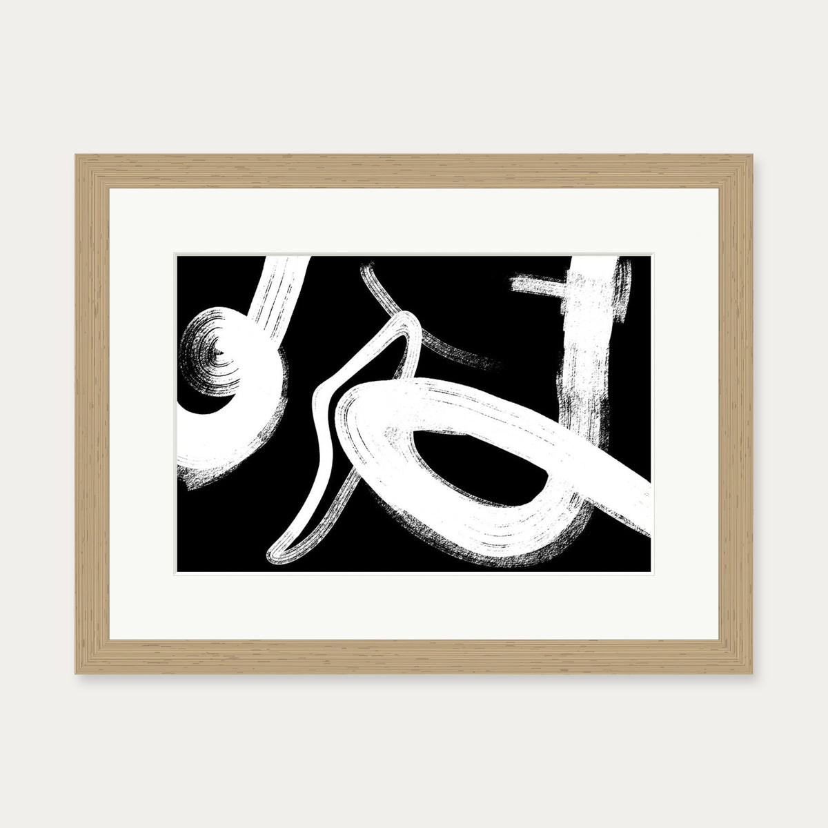 Monochrome Light Art Print — 30 x 40 cm — Oak Frame