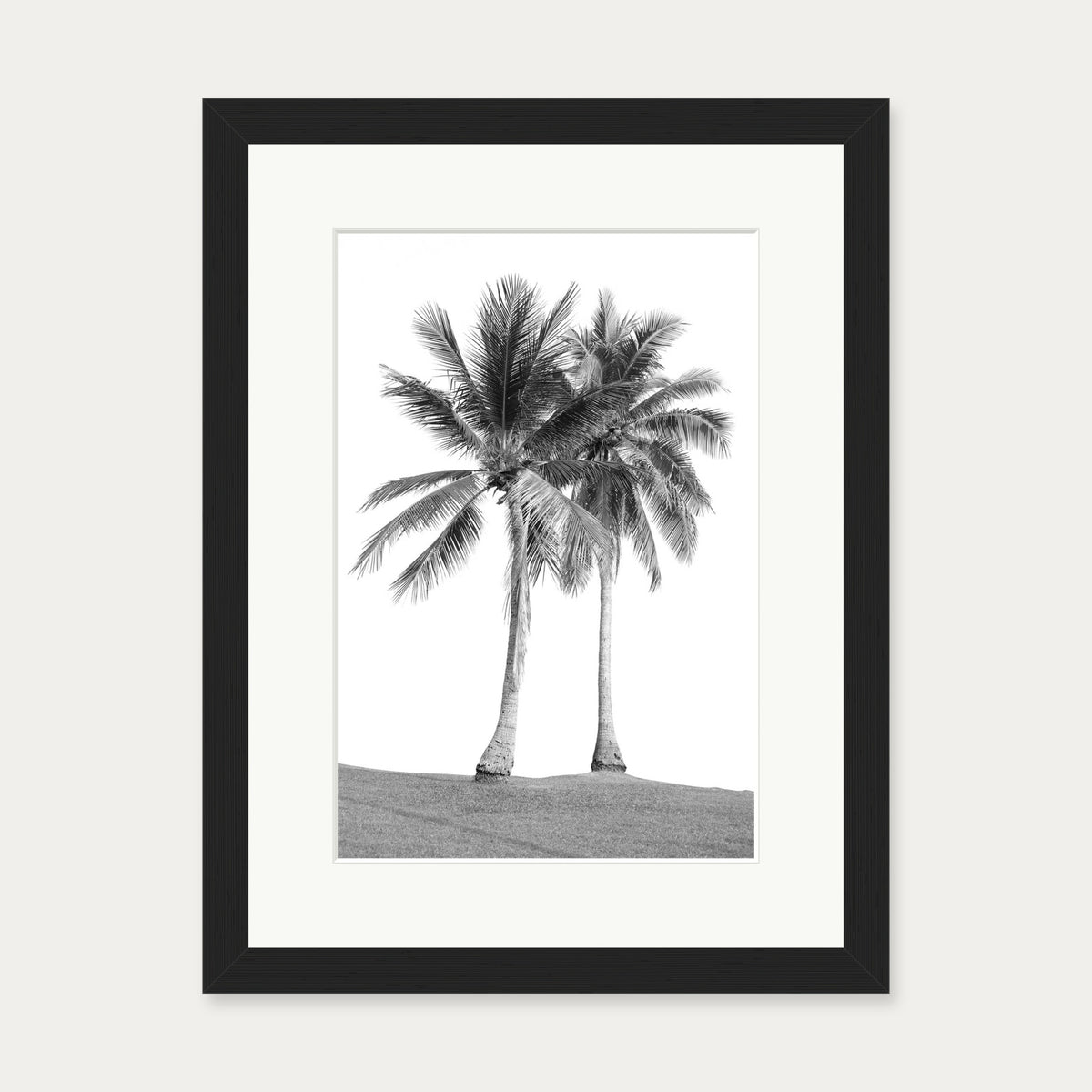 Monochrome Palms Wall Art Print — 30 x 40 cm — Black Frame