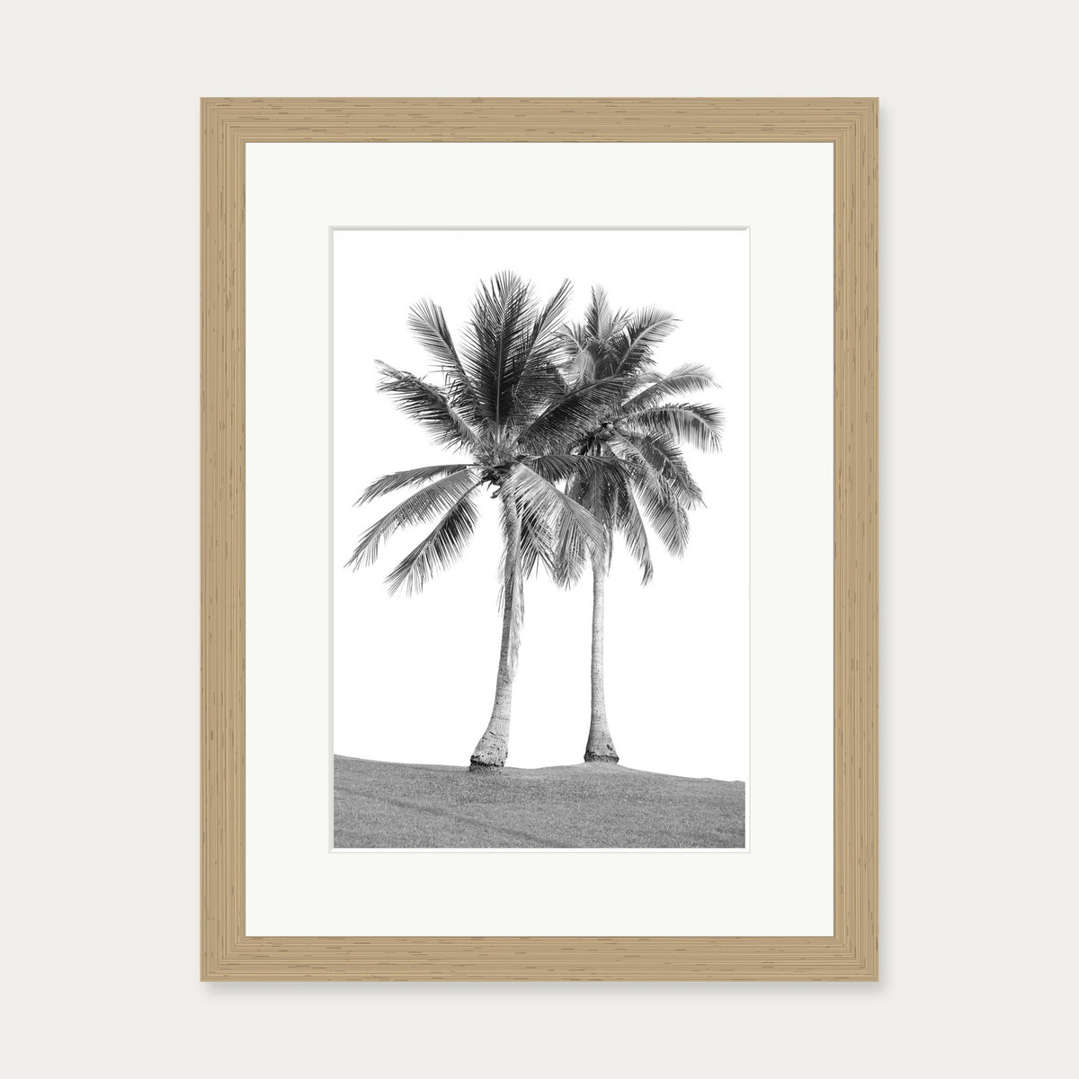 Monochrome Palms Wall Art Print — 30 x 40 cm — Oak Frame