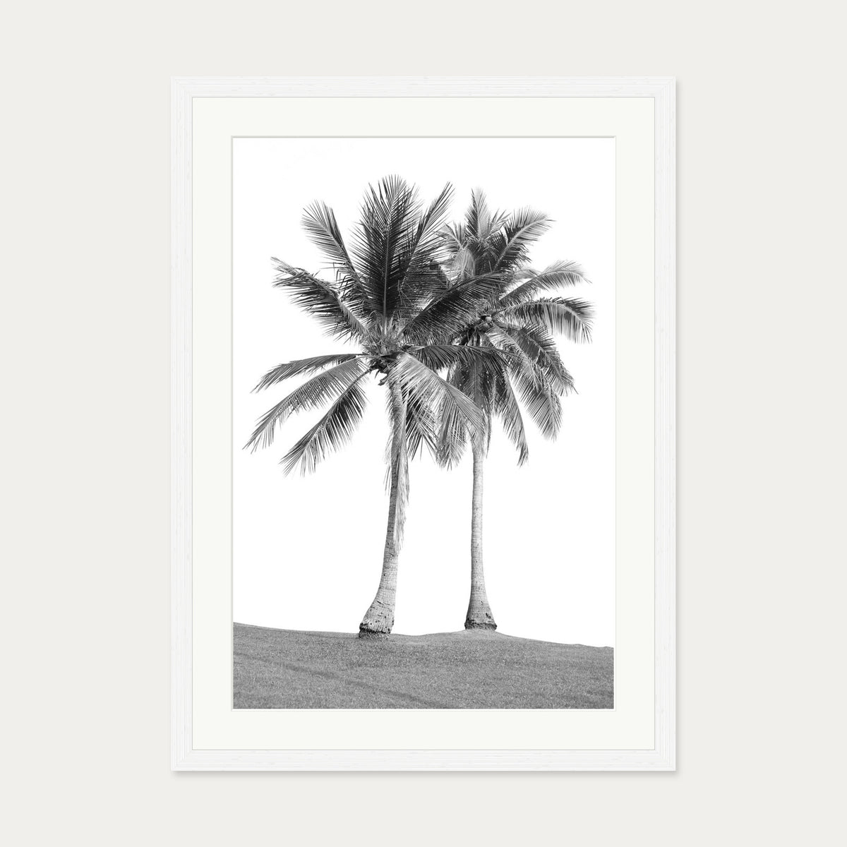 Monochrome Palms Wall Art Print — 50 x 70 cm — White Frame