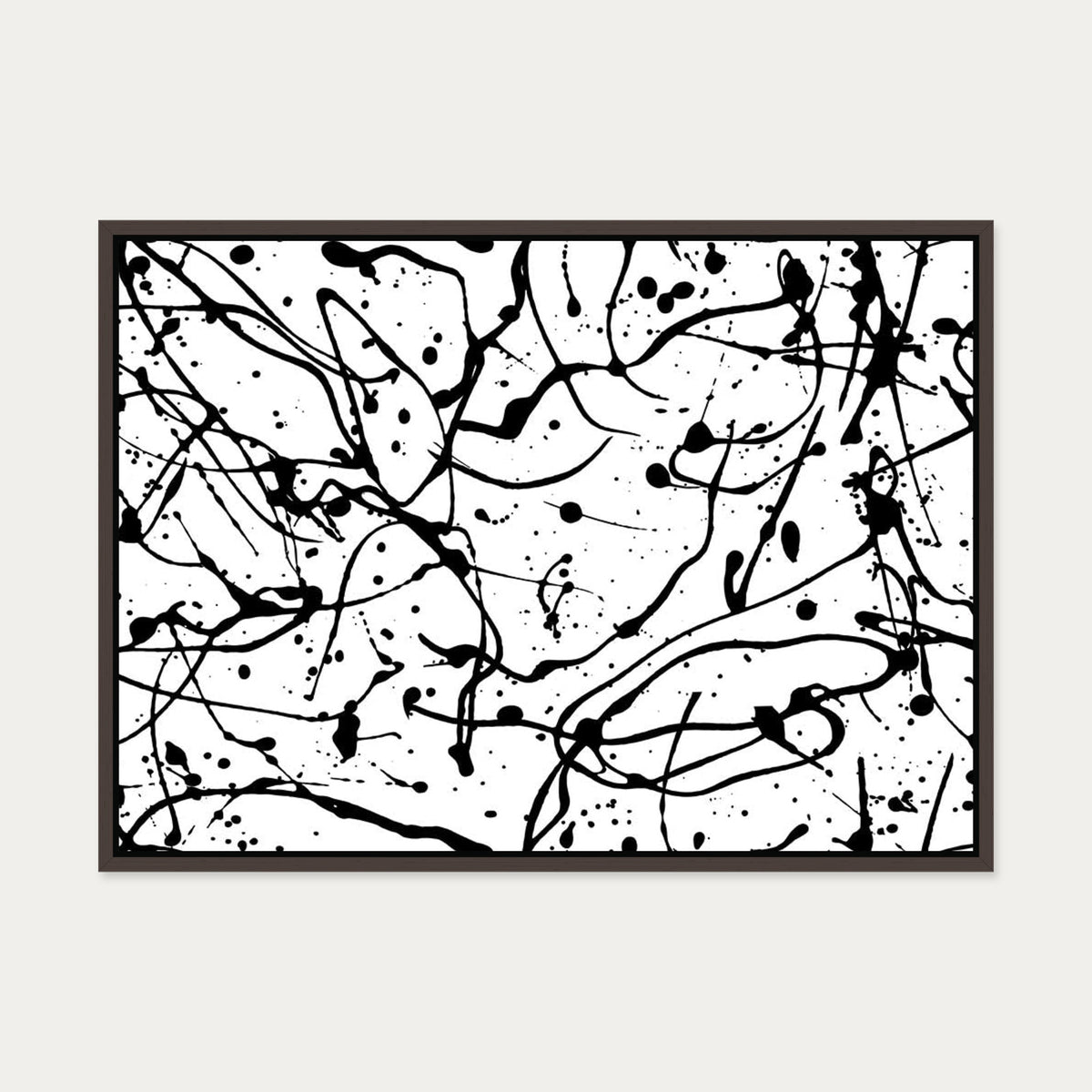 Monochrome Splatter II Canvas Art — 50 x 70 cm — Brown Frame