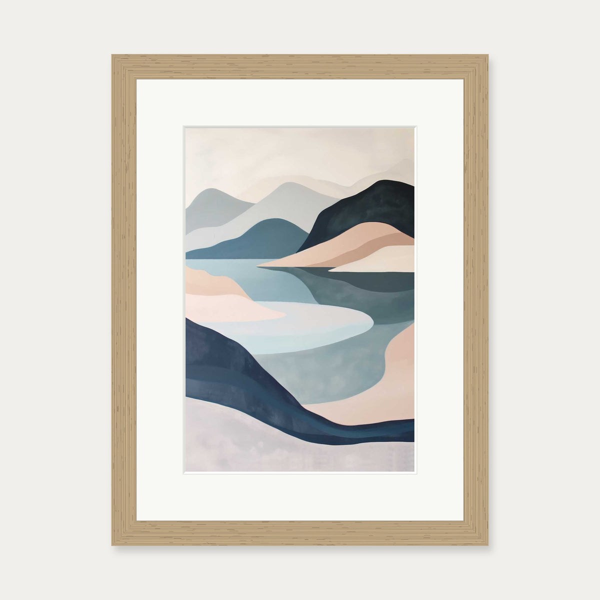 Mountain Range Wall Art — 30 x 40 cm — Oak Frame