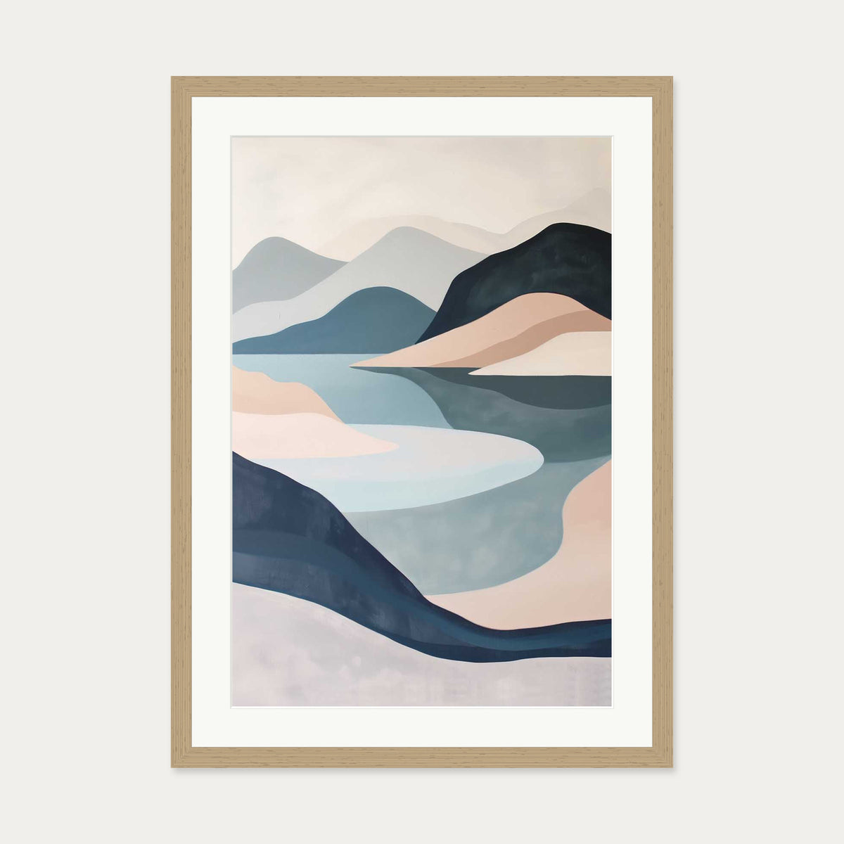 Mountain Range Wall Art — 50 x 70 cm — Oak Frame