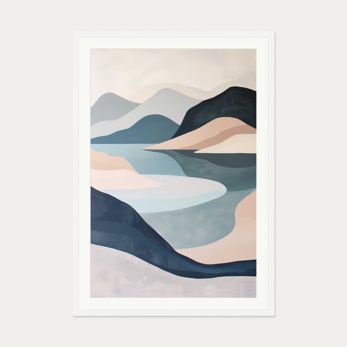Mountain Range Wall Art — 70 x 100 cm — White Frame