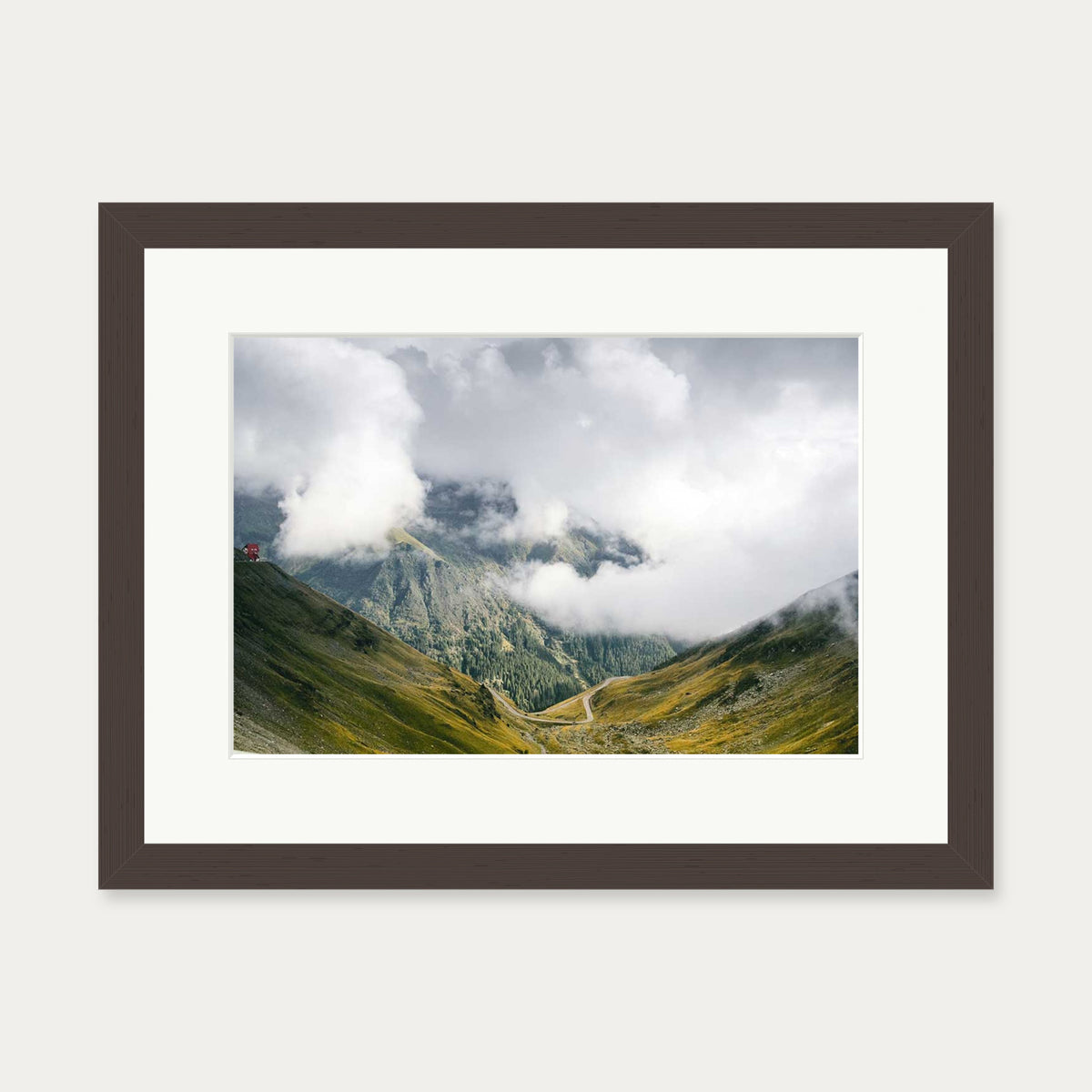 Mountain Range Wall Art Print — 30 x 40 cm — Brown Frame