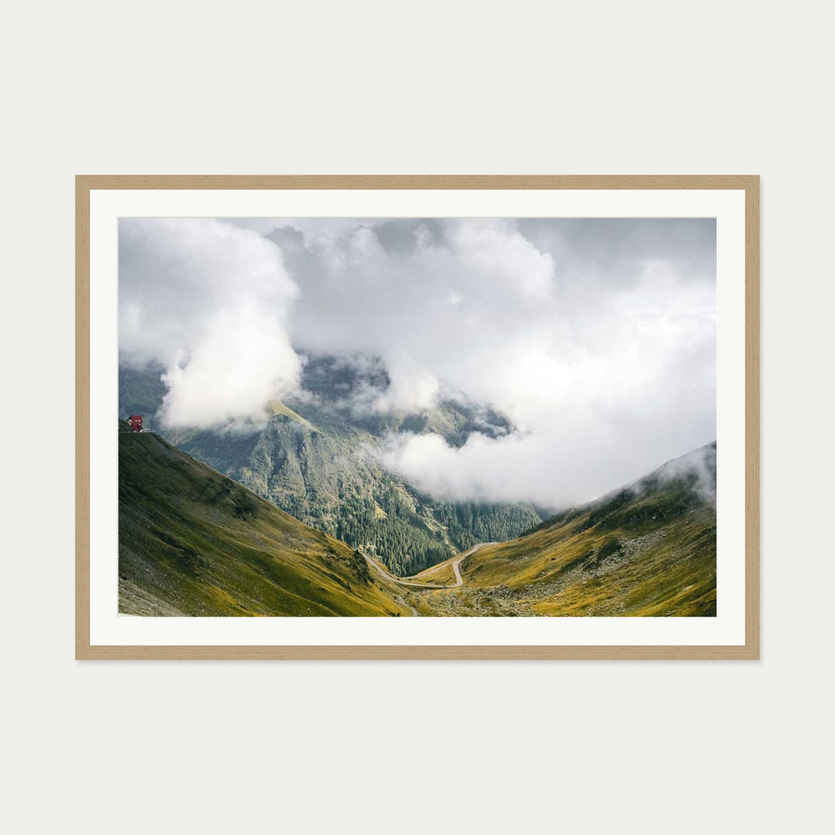 Mountain Range Wall Art Print — 70 x 100 cm — Oak Frame