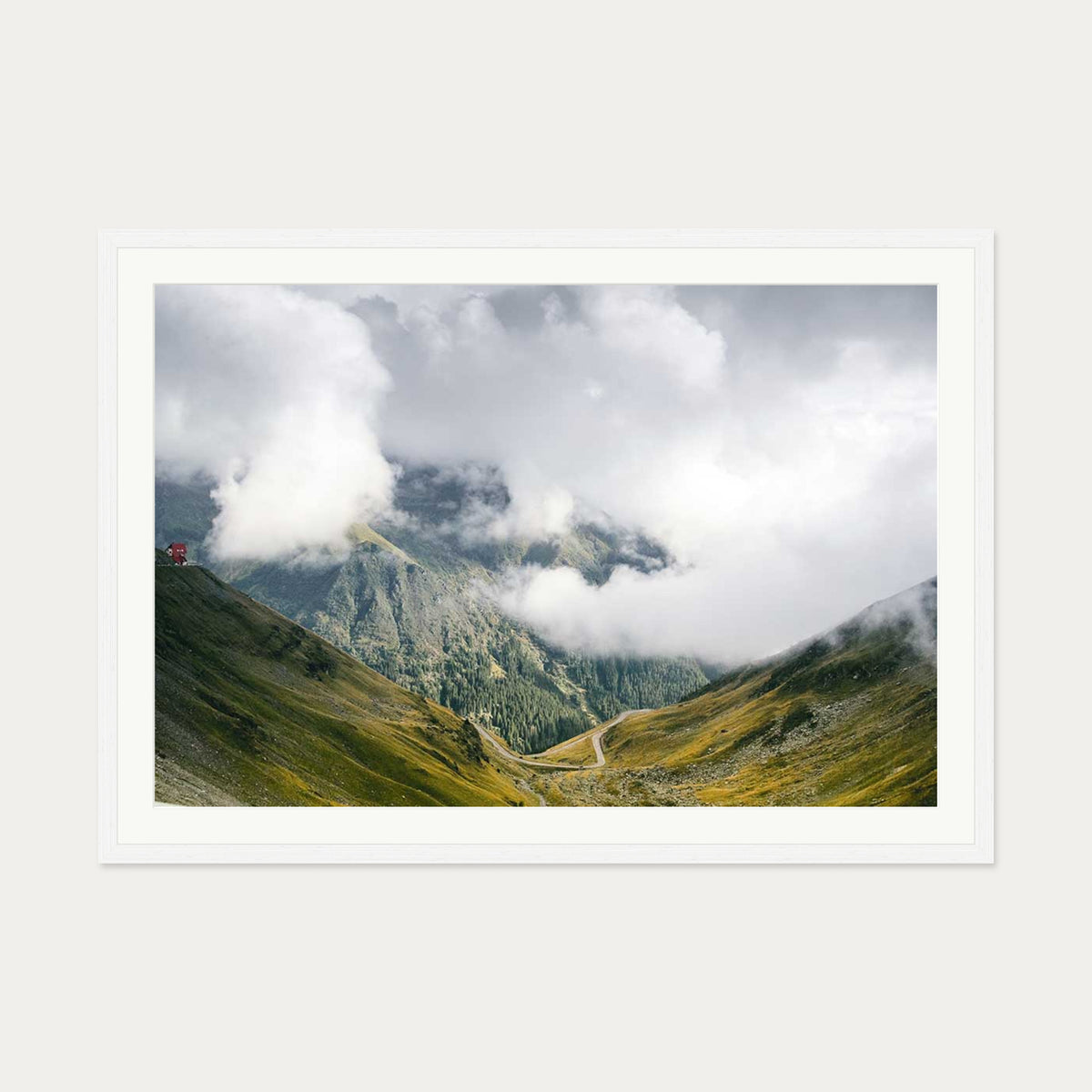 Mountain Range Wall Art Print — 70 x 100 cm — White Frame