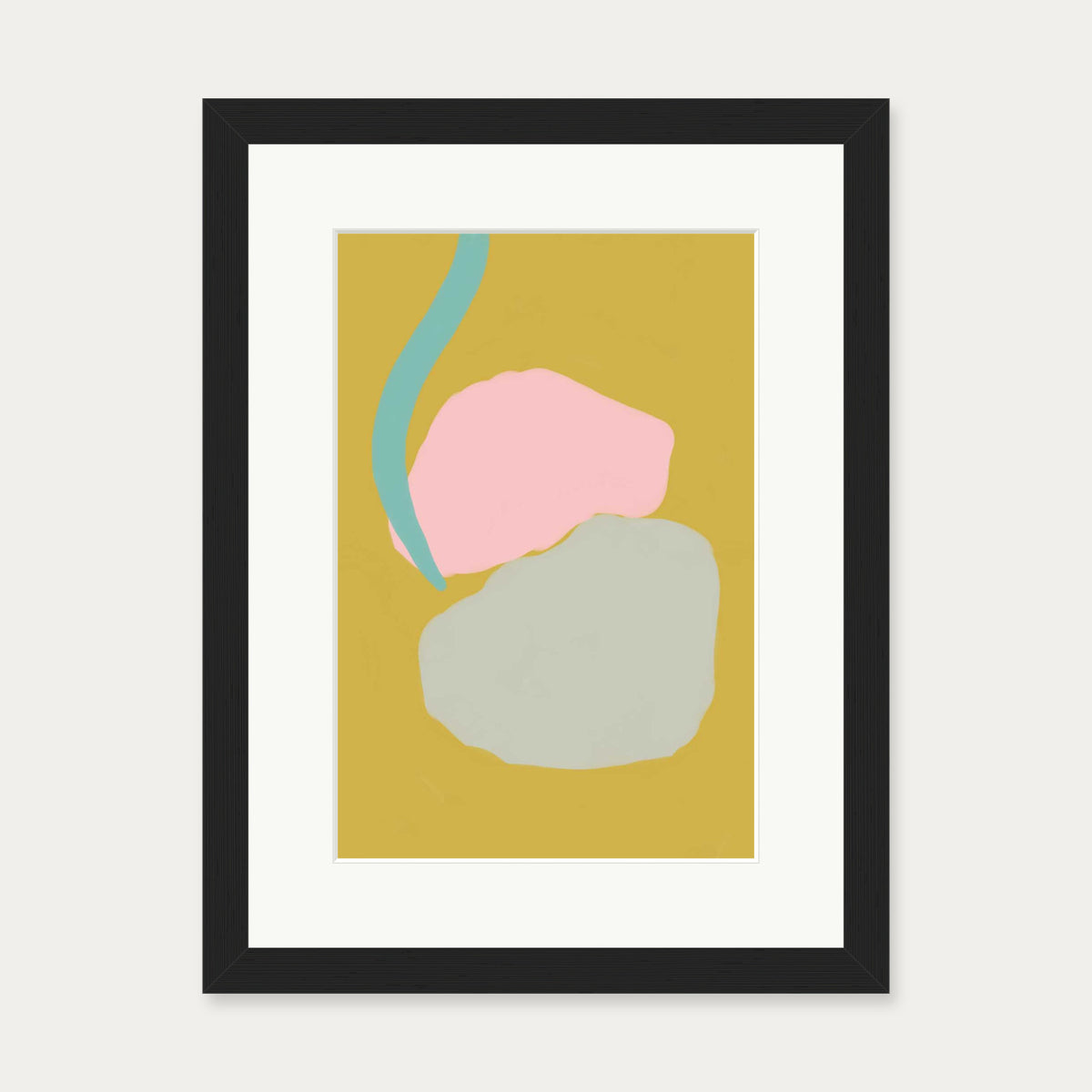 Mustard Abstract Shapes Art Print — 30 x 40 cm — Black Frame