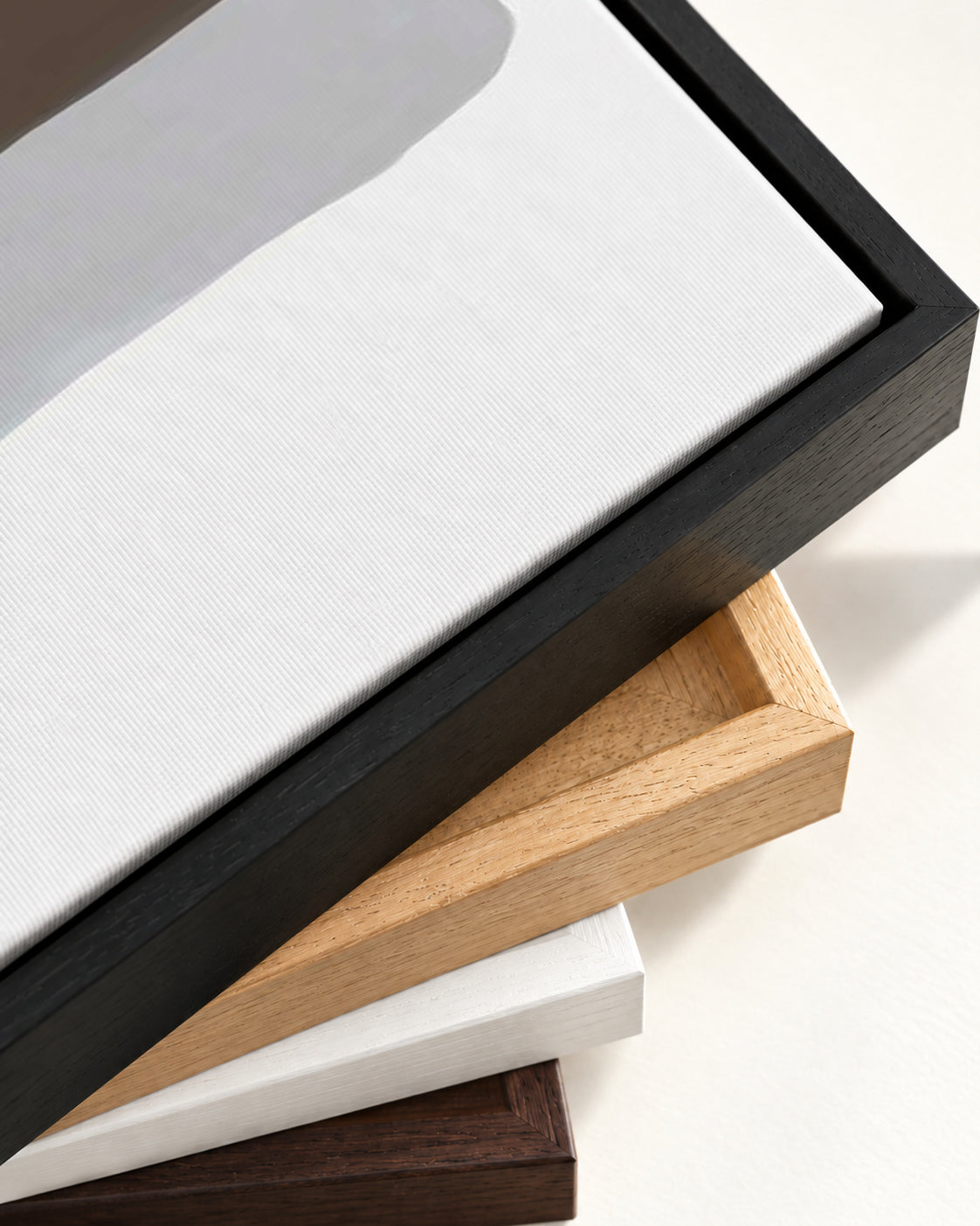 Mustard & Grey Abstract Canvas Art — framed canvas corner and wrapped canvas detail