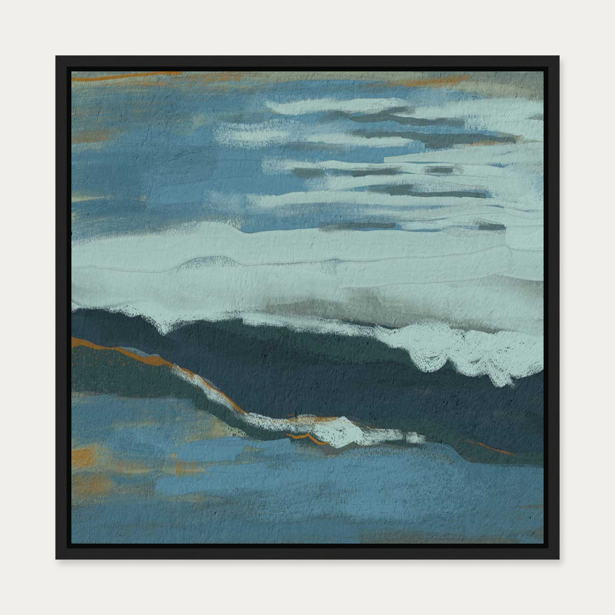 Muted Blue Dusk Canvas Art — 50 x 50 cm — Black Frame