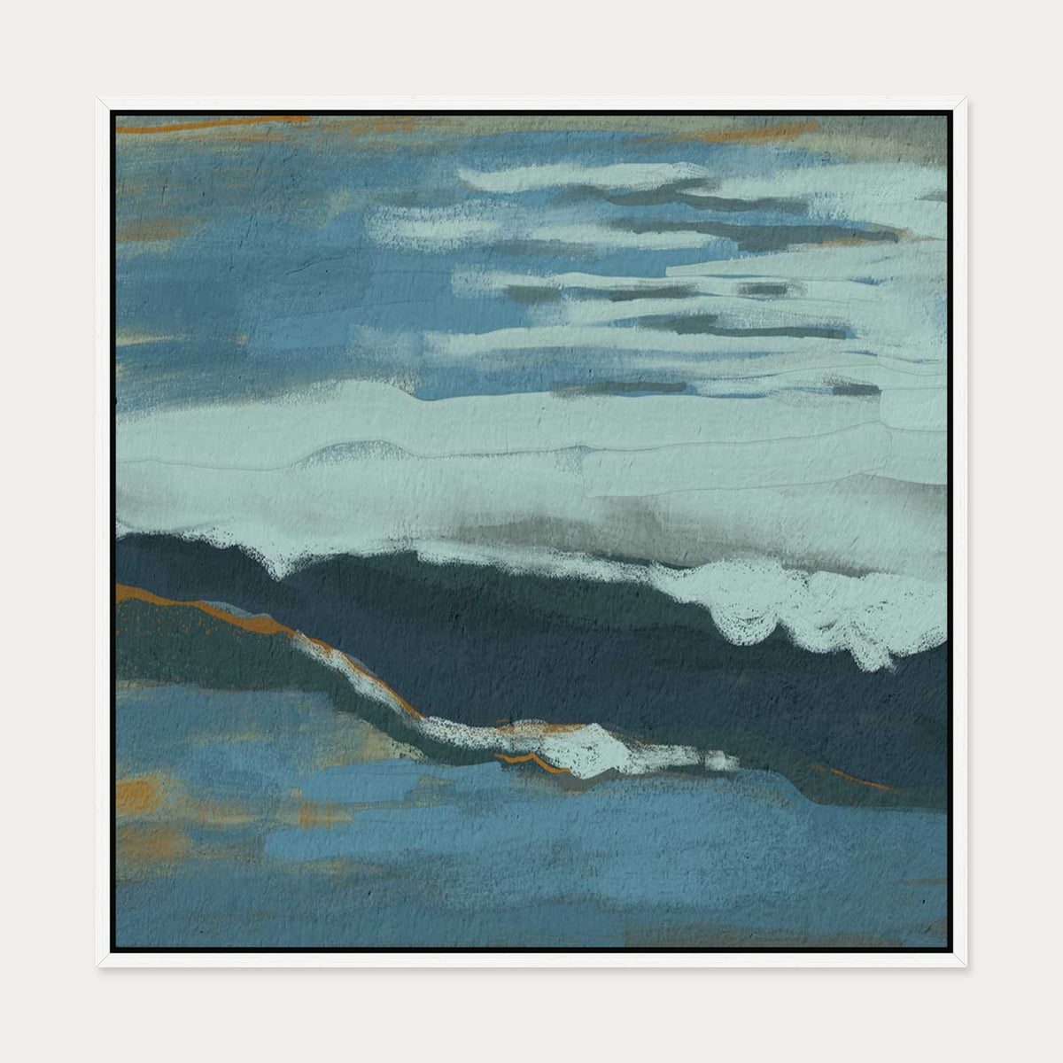 Muted Blue Dusk Canvas Art — 70 x 70 cm — White Frame