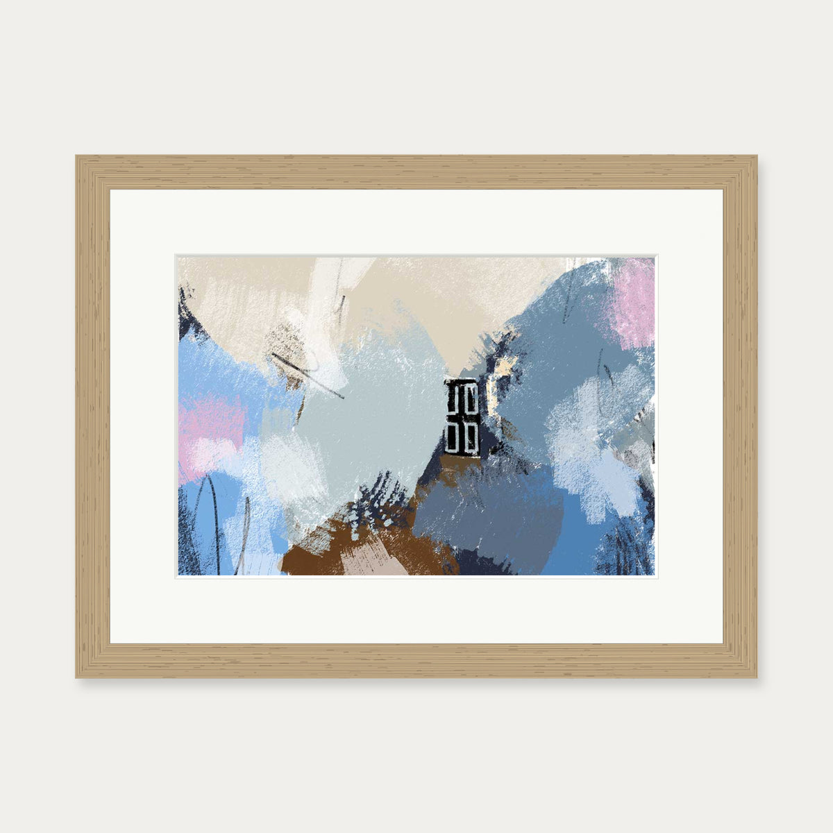 Muted Blush Layers Art Print — 30 x 40 cm — Oak Frame
