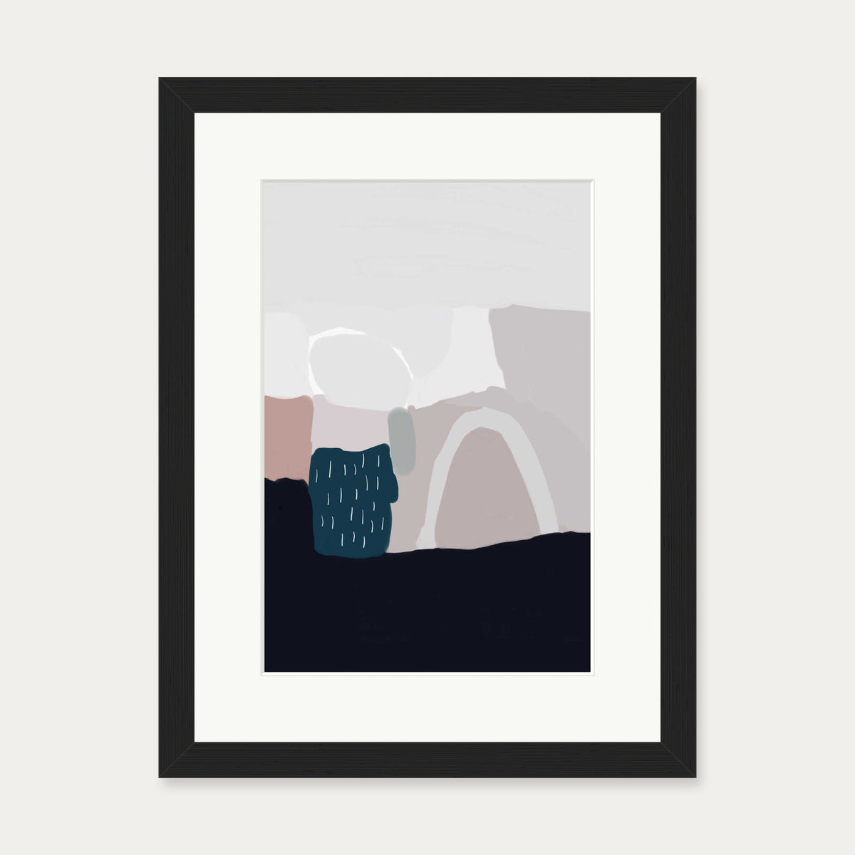 Natural Tones Abstract Art Print — 30 x 40 cm — Black Frame