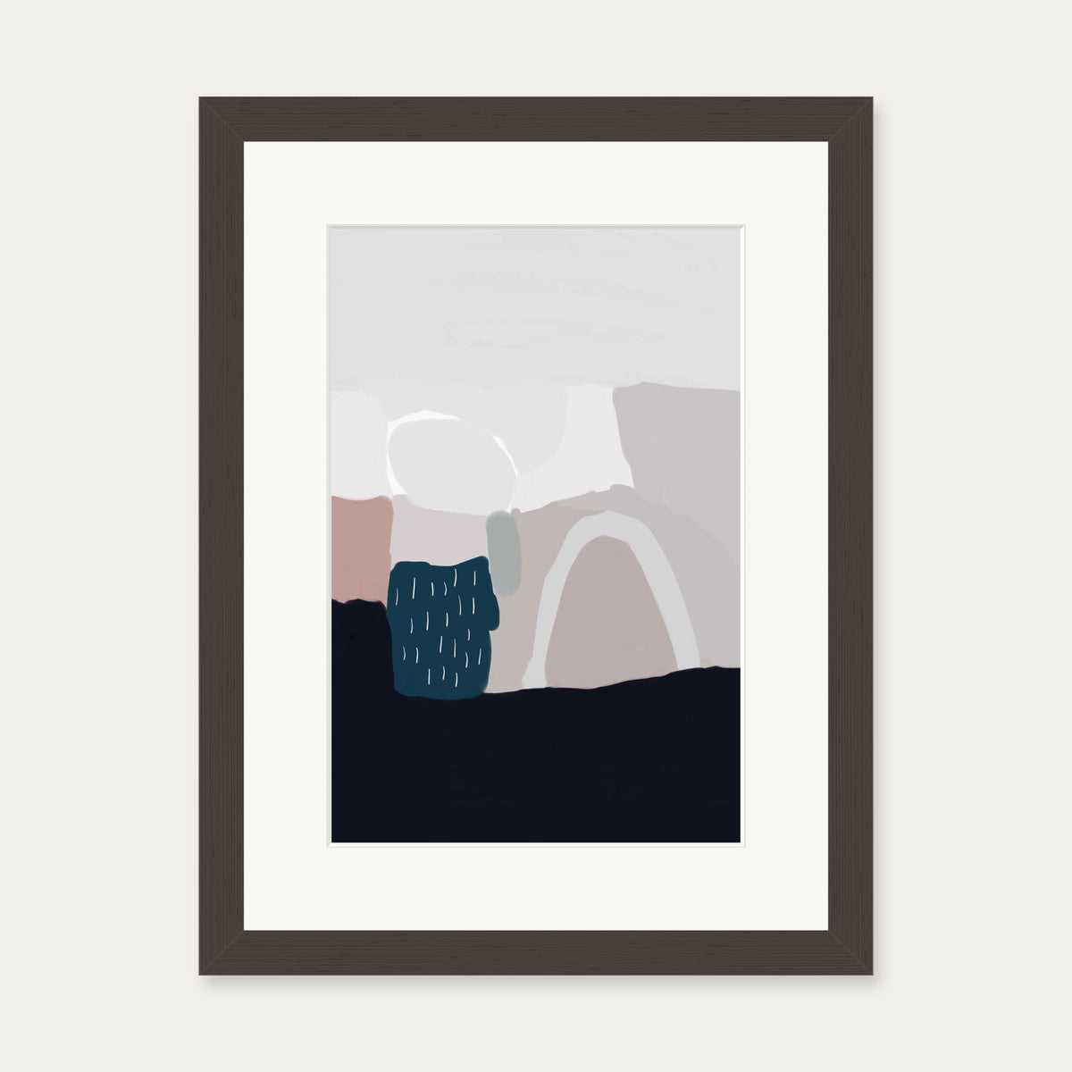 Natural Tones Abstract Art Print — 30 x 40 cm — Brown Frame