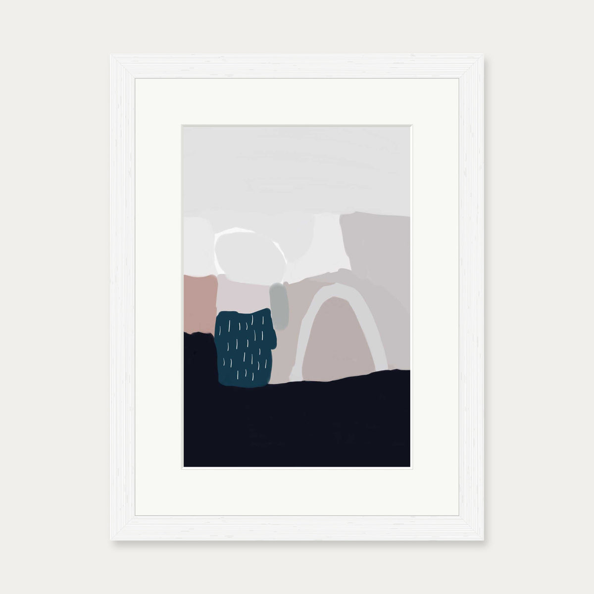 Natural Tones Abstract Art Print — 30 x 40 cm — White Frame