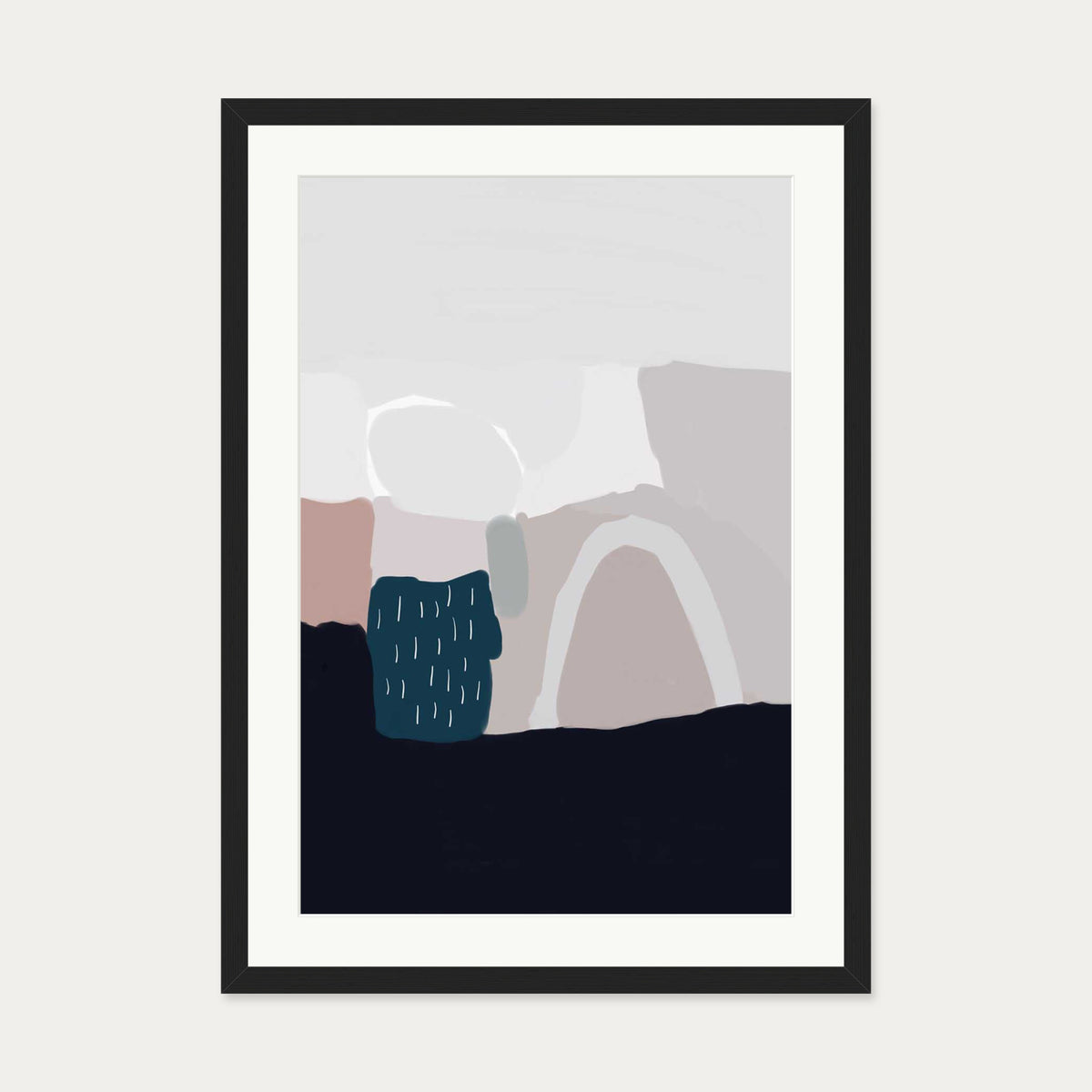 Natural Tones Abstract Art Print — 50 x 70 cm — Black Frame