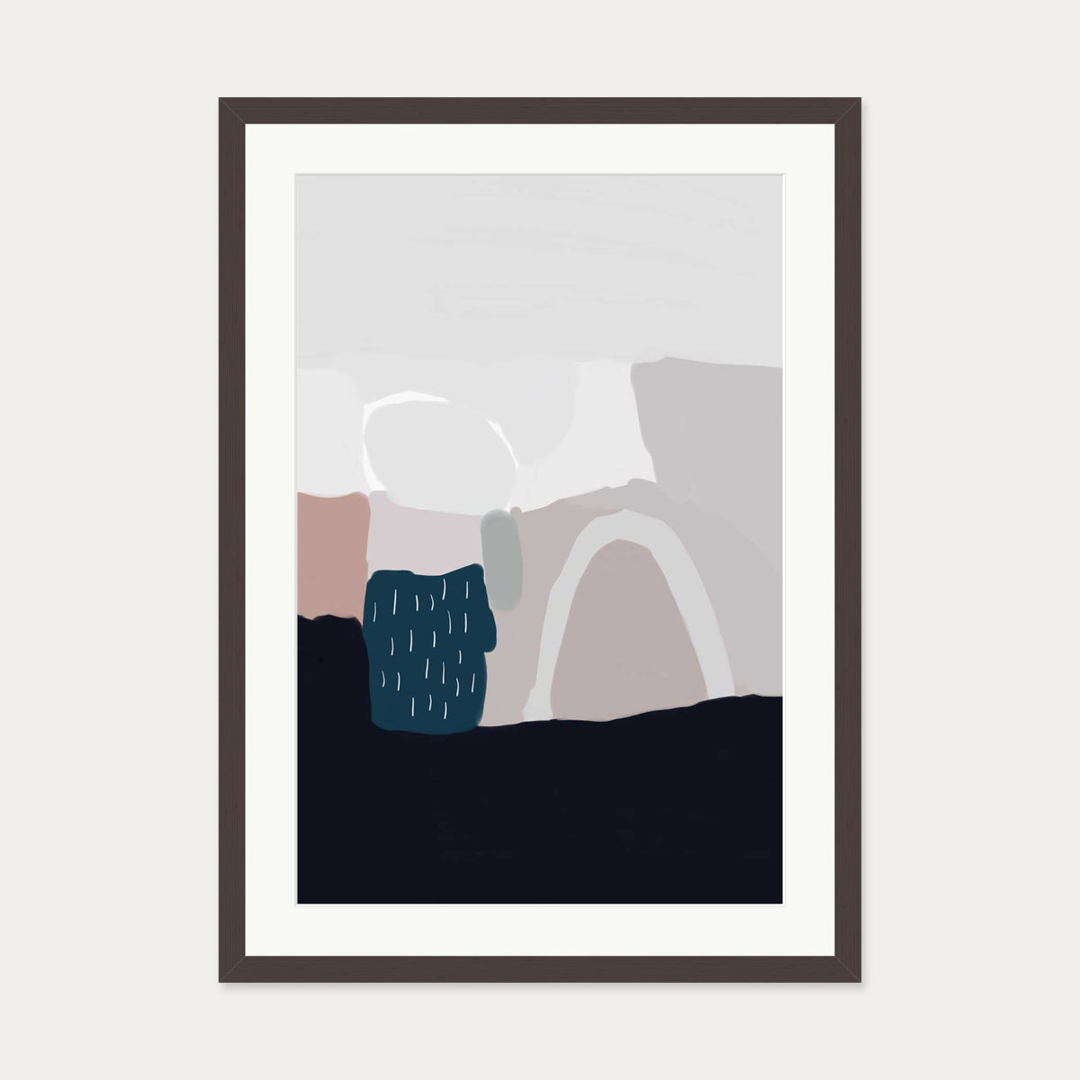 Natural Tones Abstract Art Print — 50 x 70 cm — Brown Frame